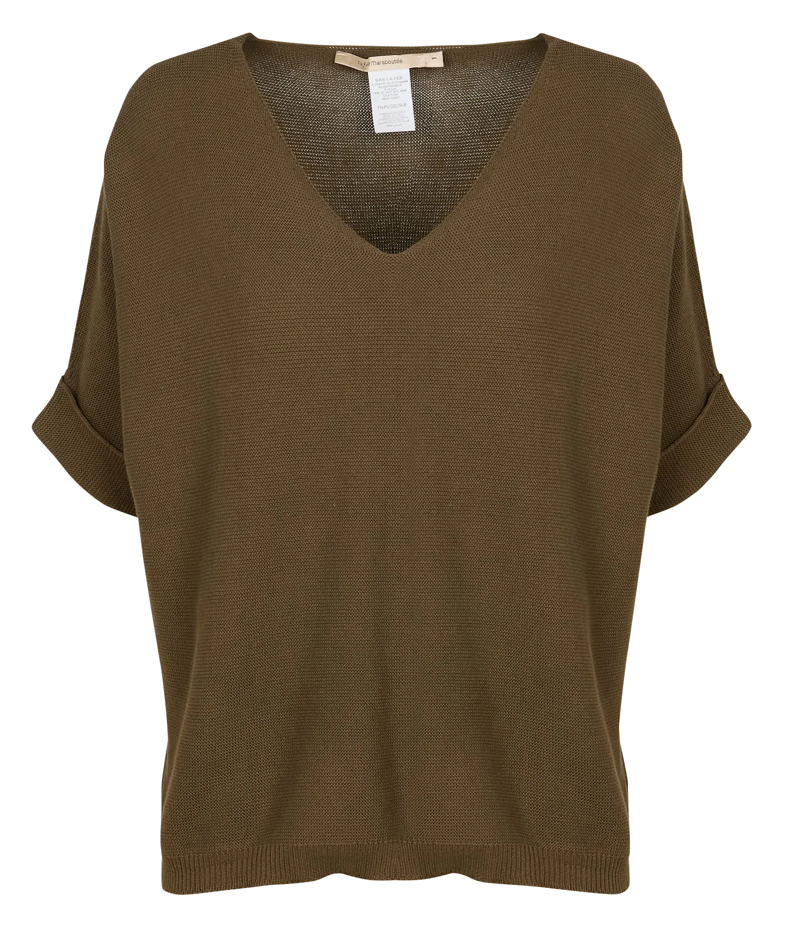 Top ample col V en maille Vert