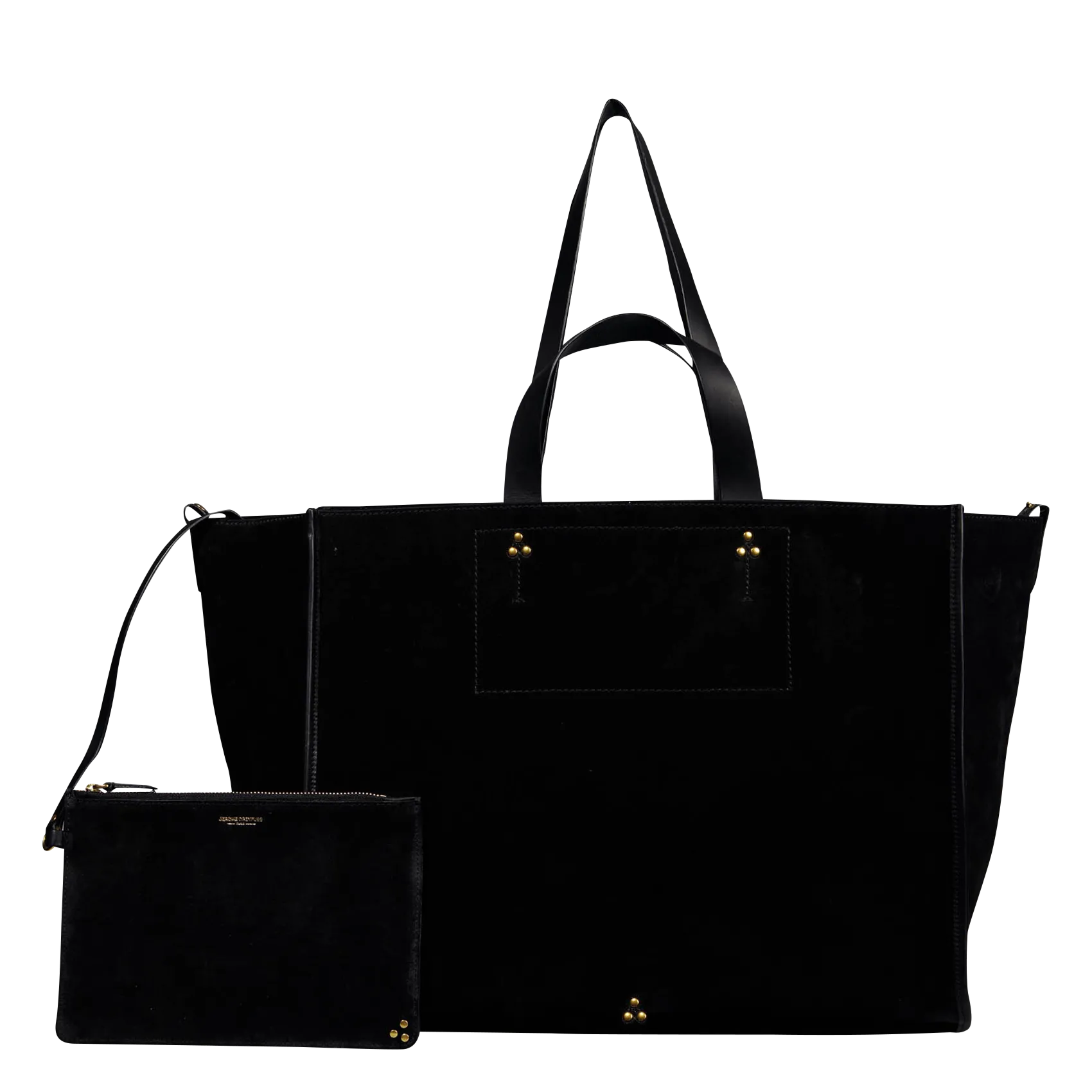 Sac cabas en cuir velours Noir LEON L