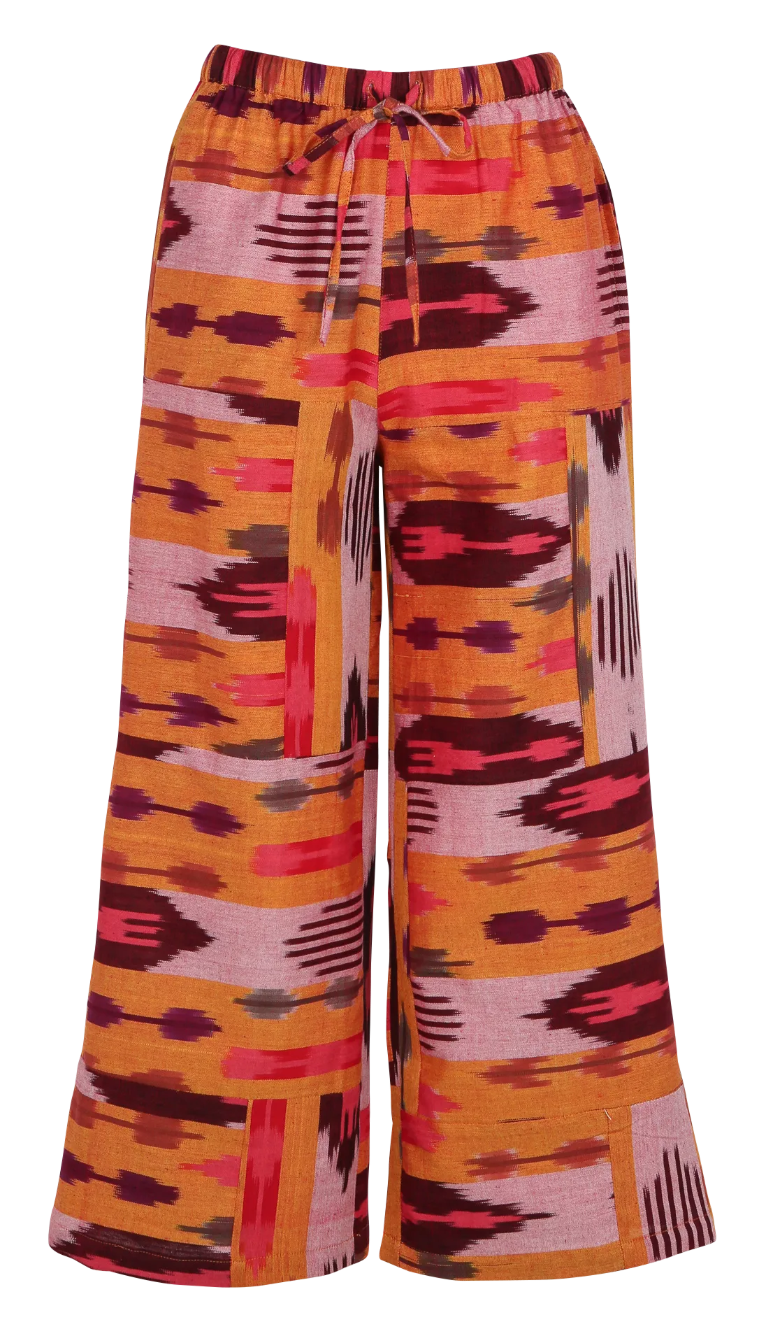 Pantalon large jacquard en coton Jaune NILAI IKAT