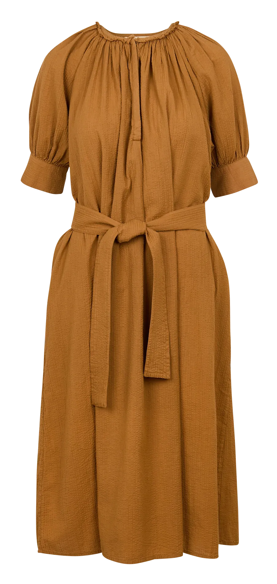 Robe midi en coton texturé Beige DEREK