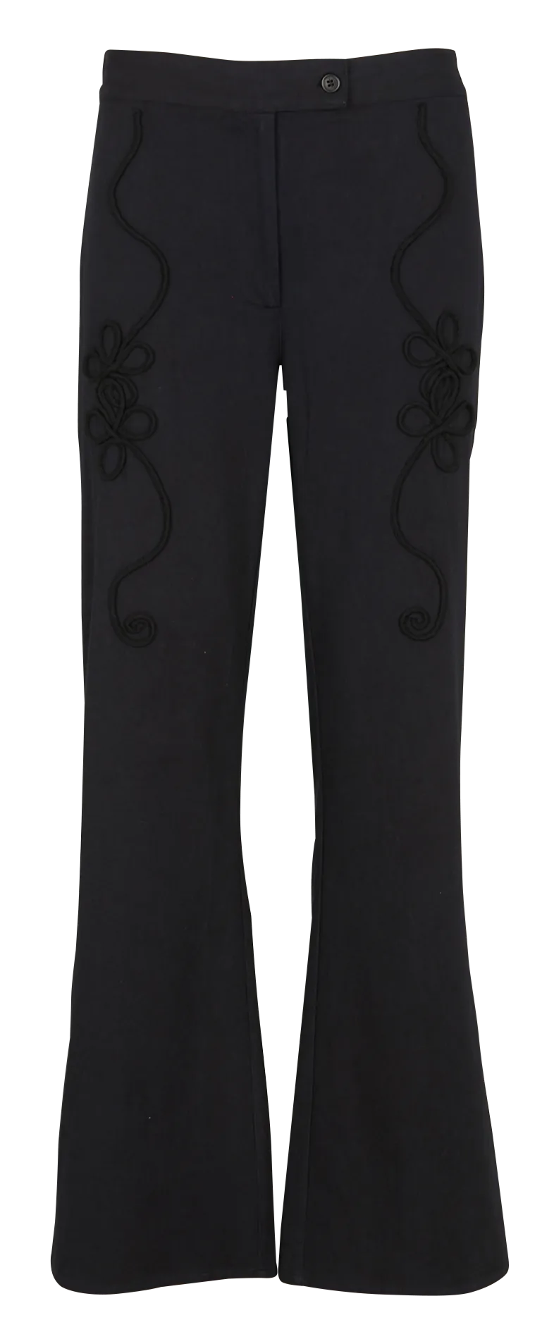 Pantalon droit brodé en coton Noir EGO
