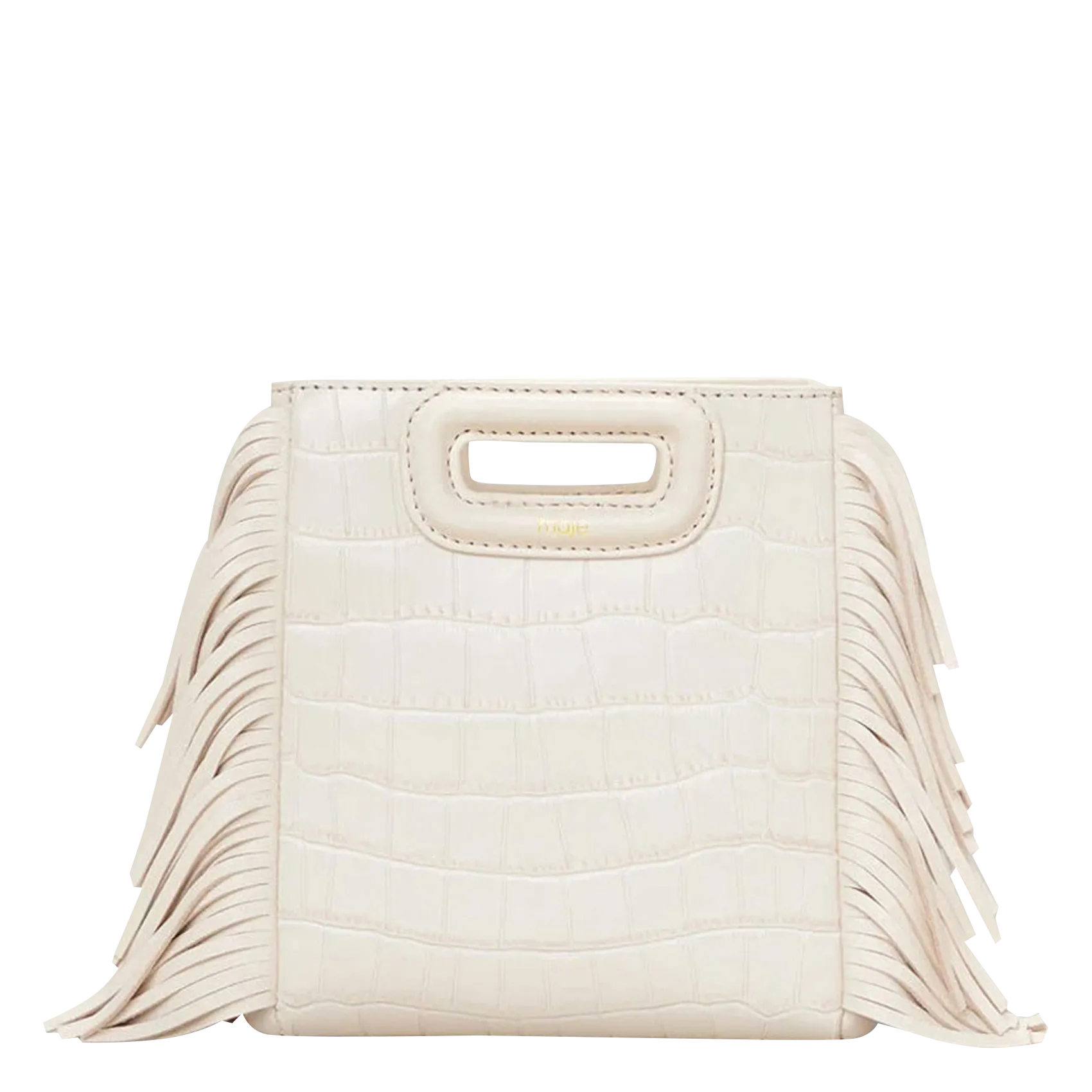 Sac bandoulière en cuir embossé croco Blanc M MINI