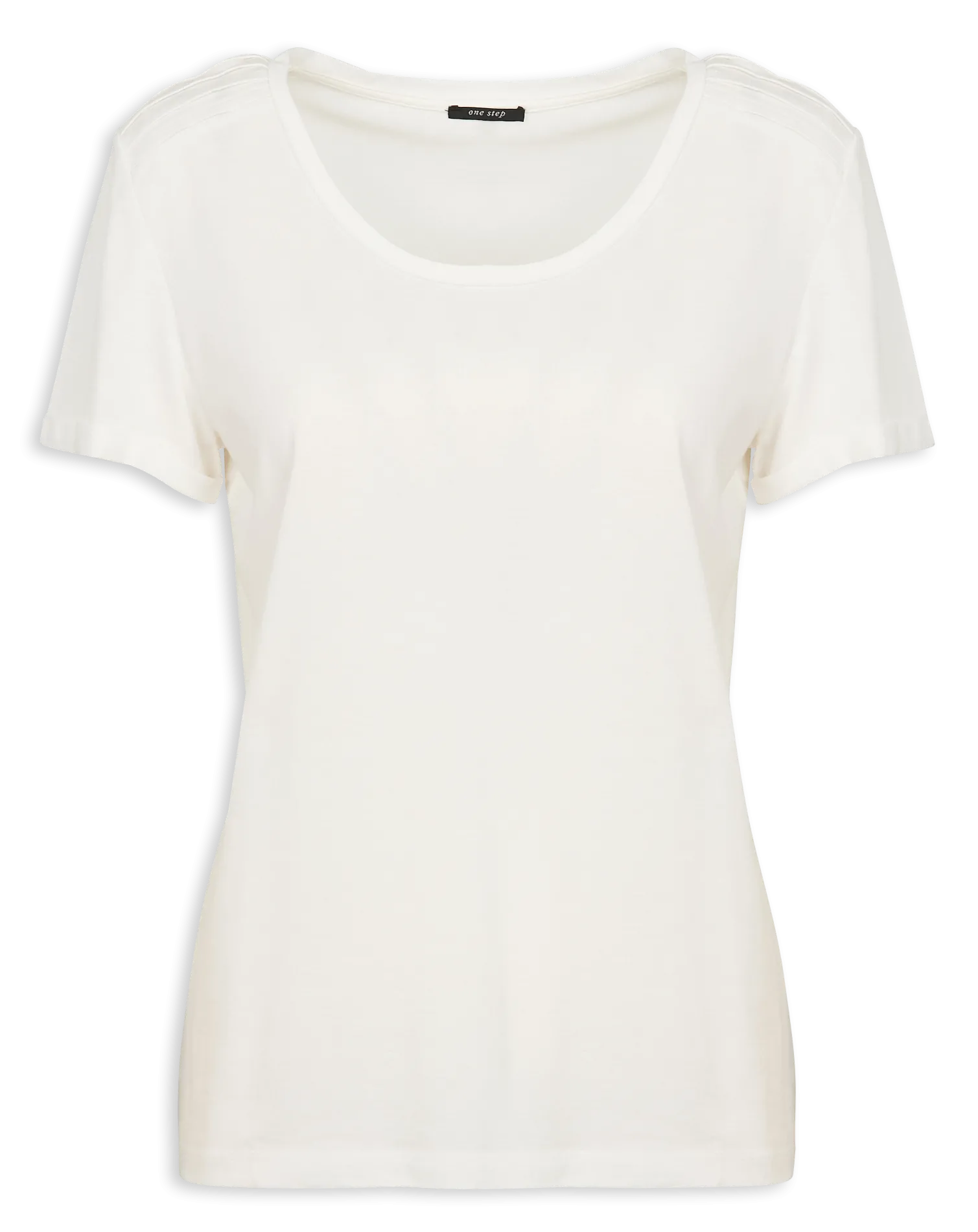 Tee-shirt col rond en coton mélangé Blanc MITYA