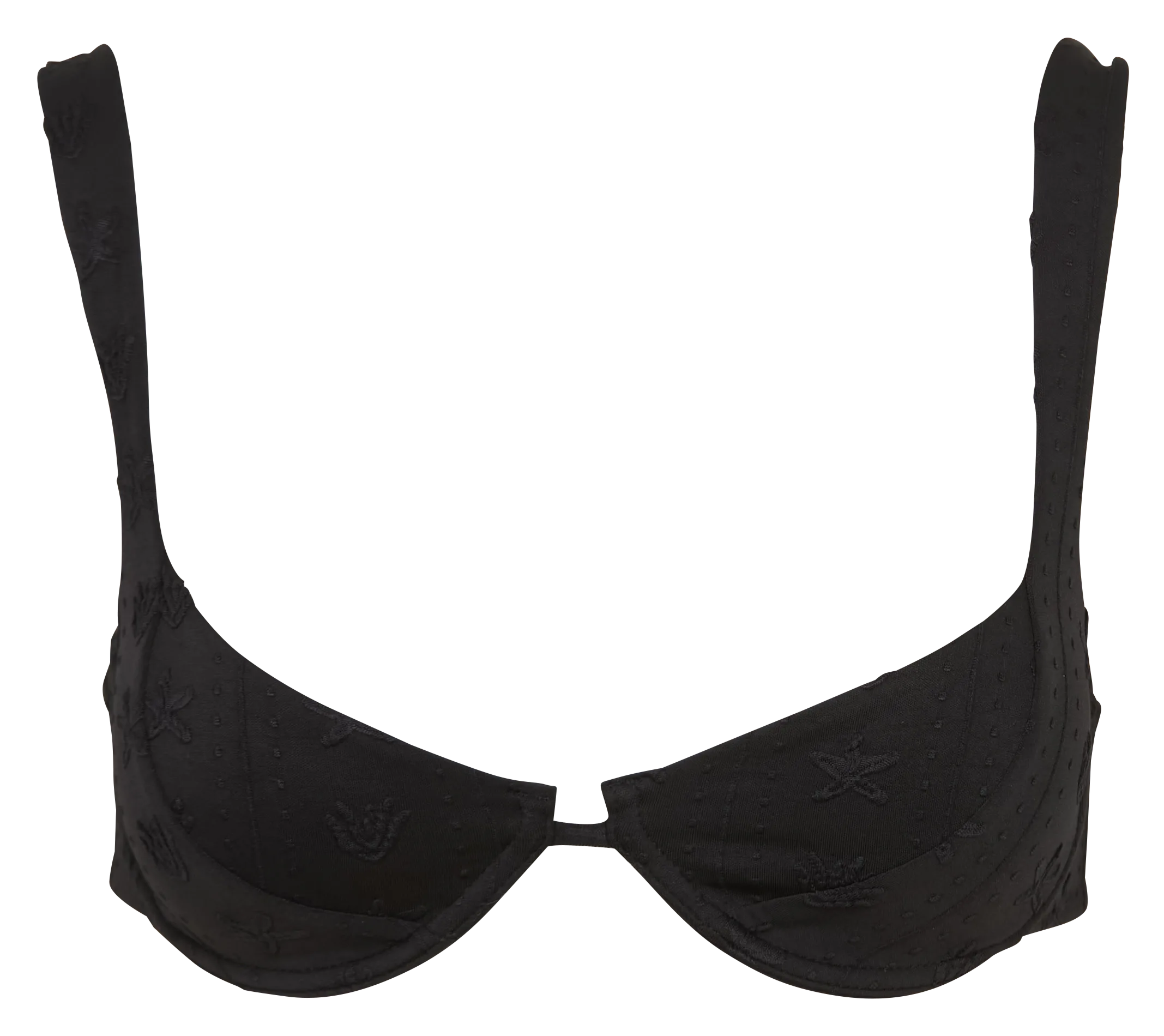 Haut de maillot de bain brodé Noir CAMBRAY