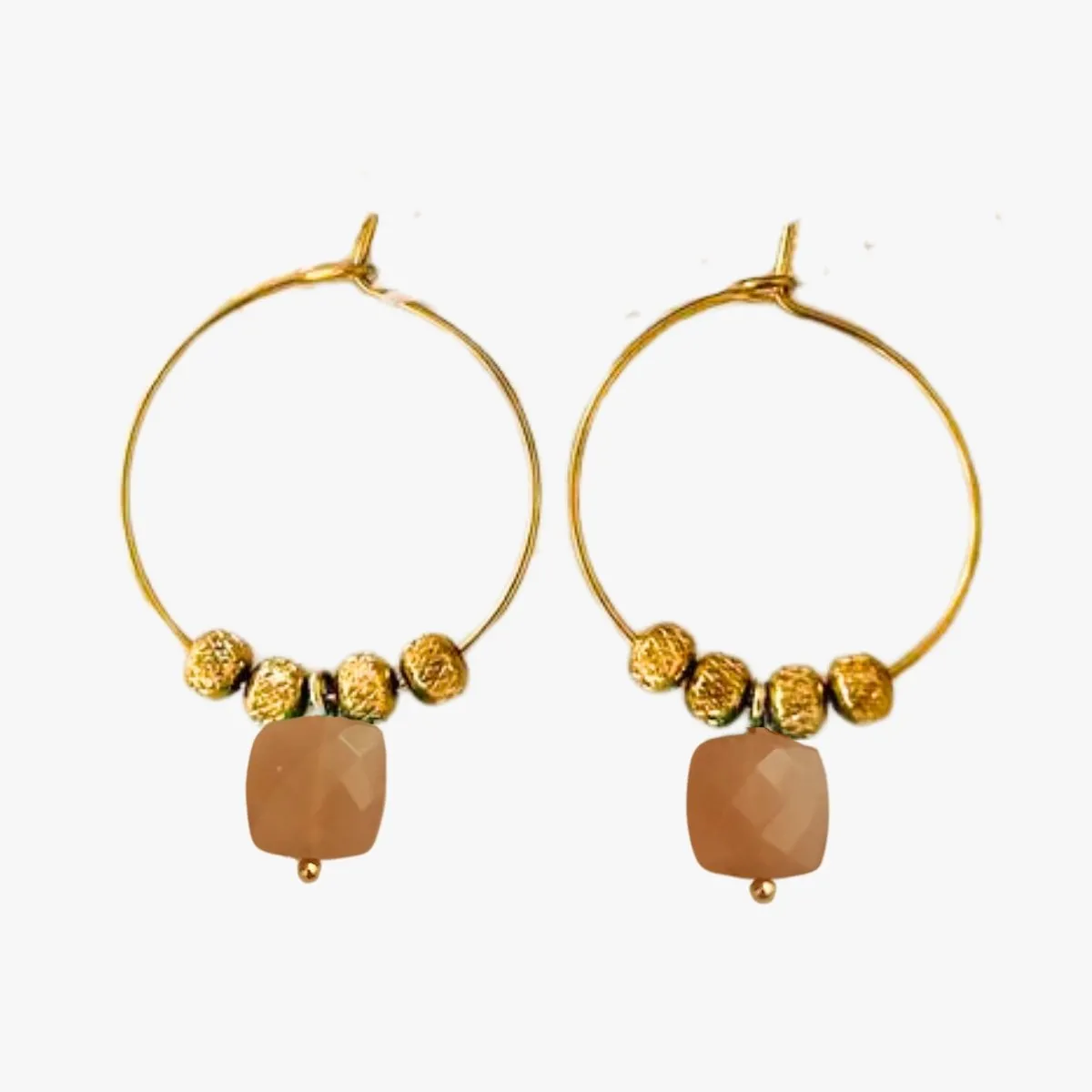 Boucles d'oreilles pierre de lune orangée Orange MANON