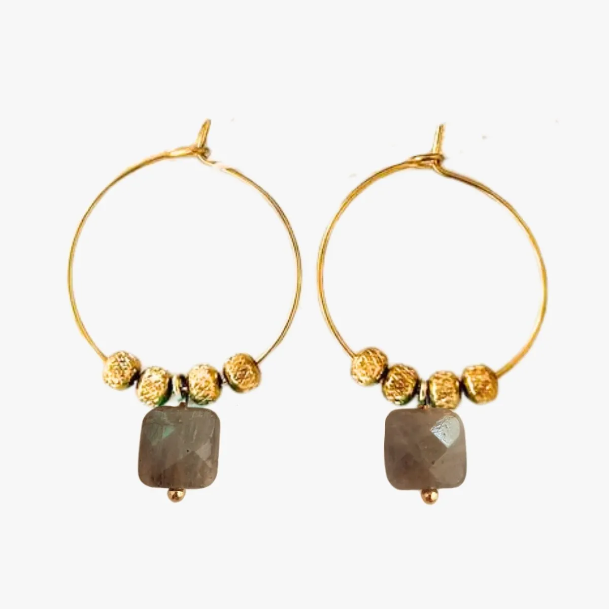 Boucles d'oreilles labradorite Gris MANON