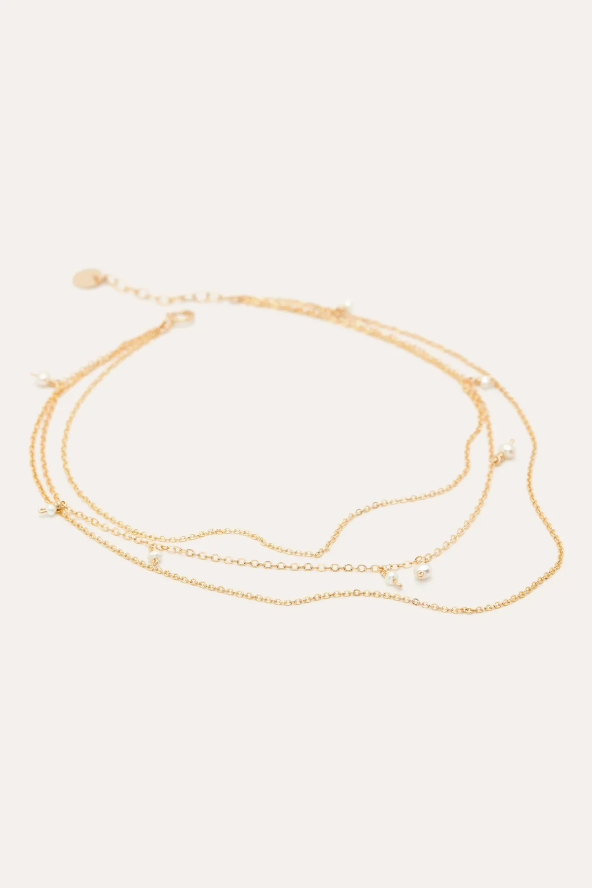 Chaîne cheville triple faraya perles Blanc ENVOLÉE DE PERLES