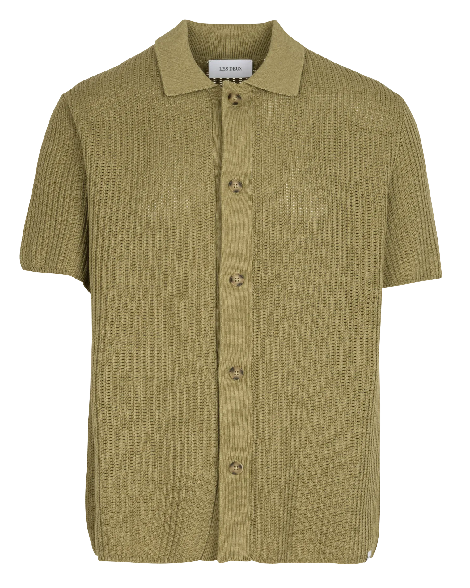 Chemise col classique tricot en coton Vert GUSTAVO