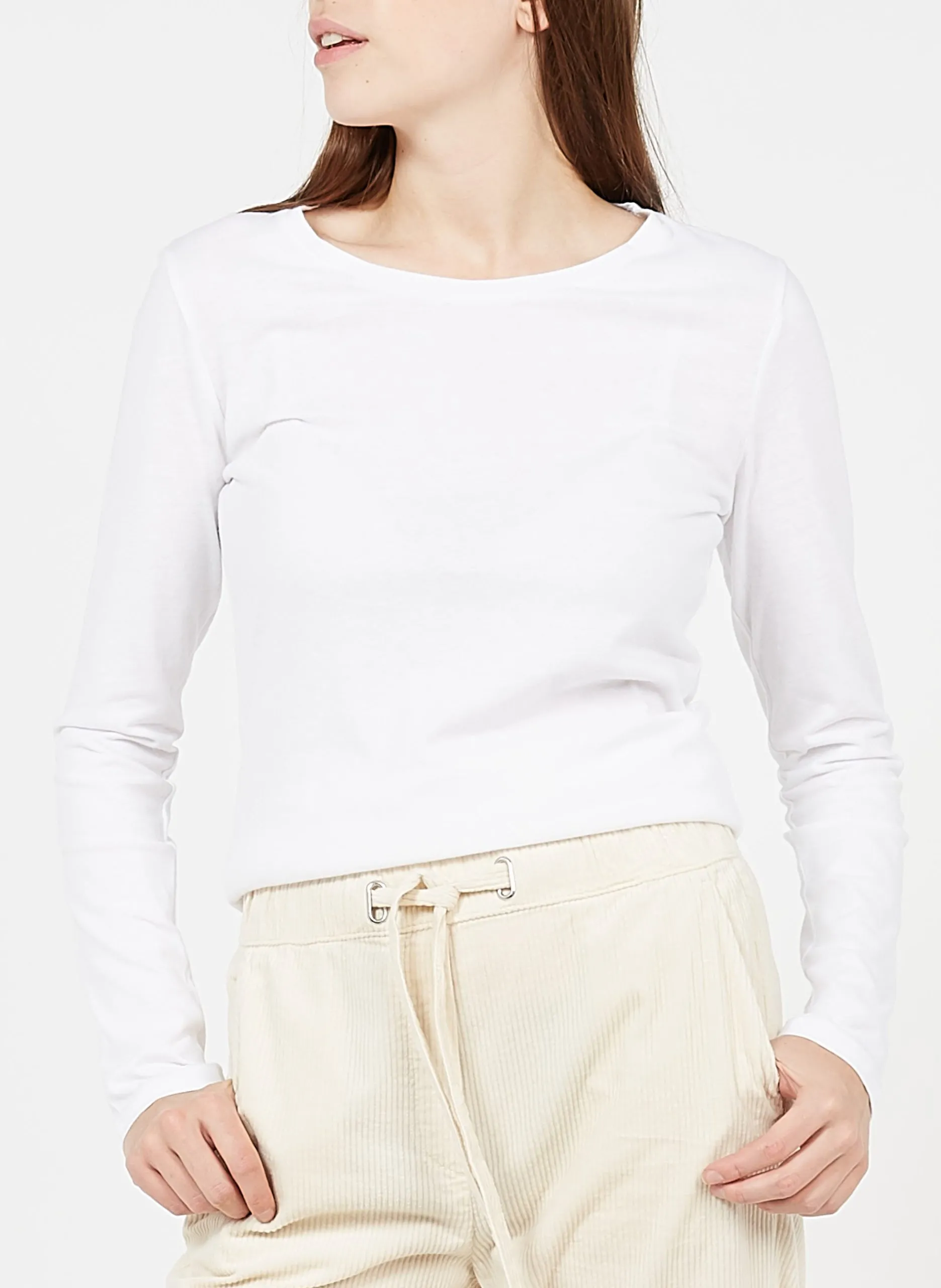 Tee-shirt col rond ajustée en coton Blanc