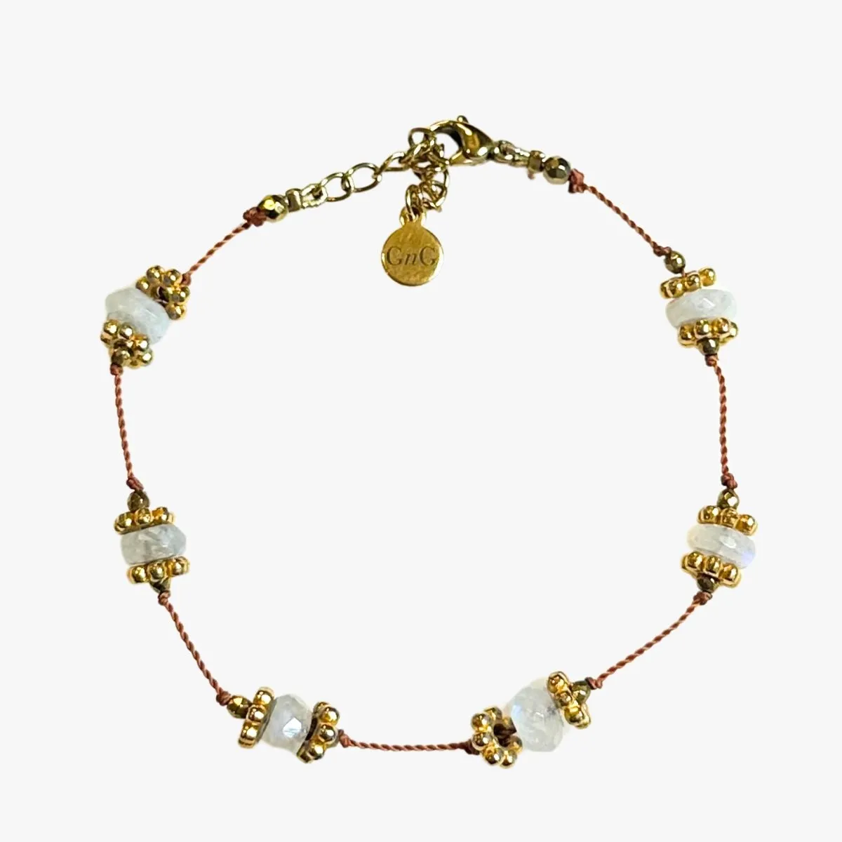 Bracelet trèfle pierre de lune Blanc ABHIYAN