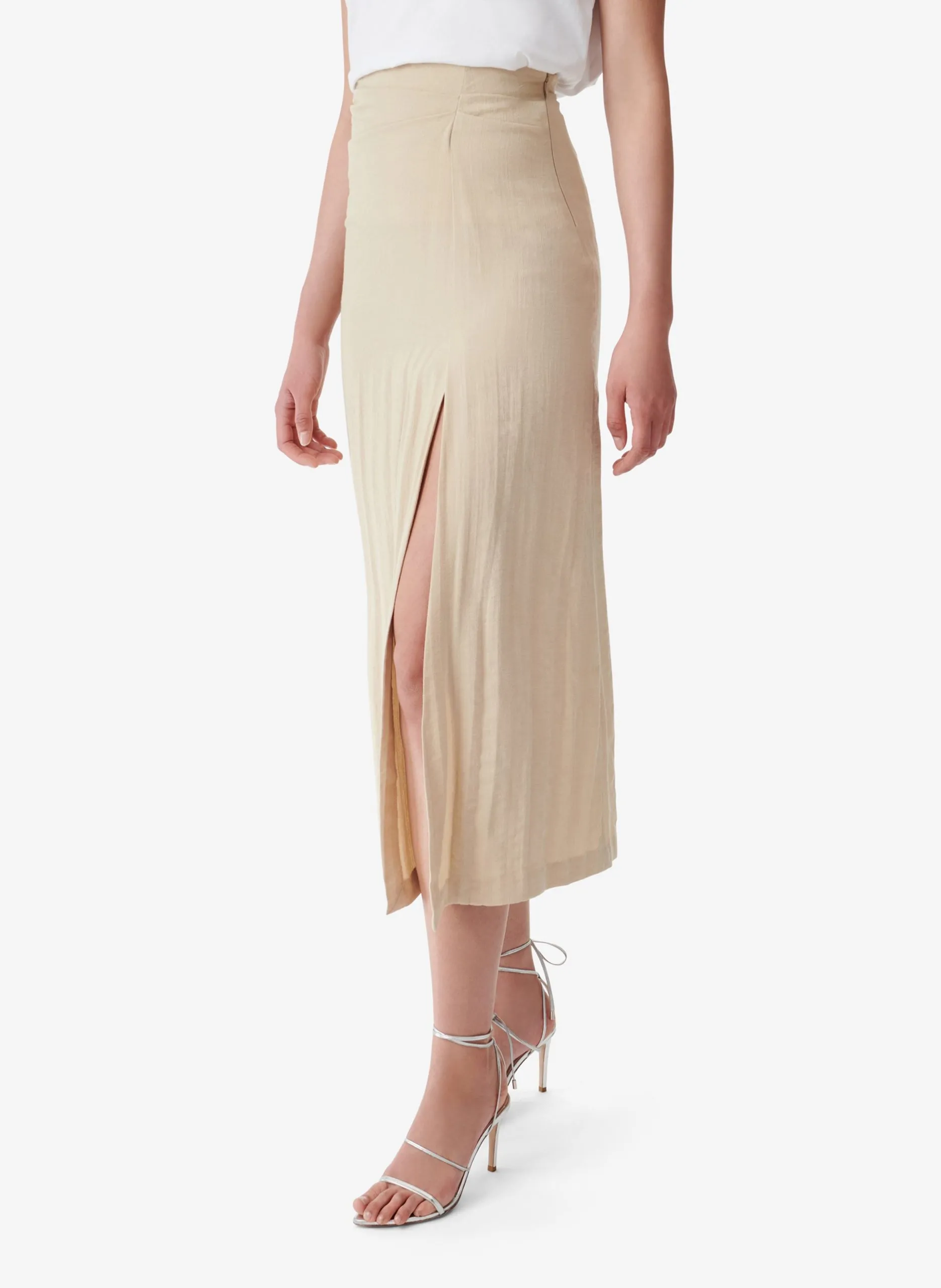 Jupe midi drapée Beige UKAL