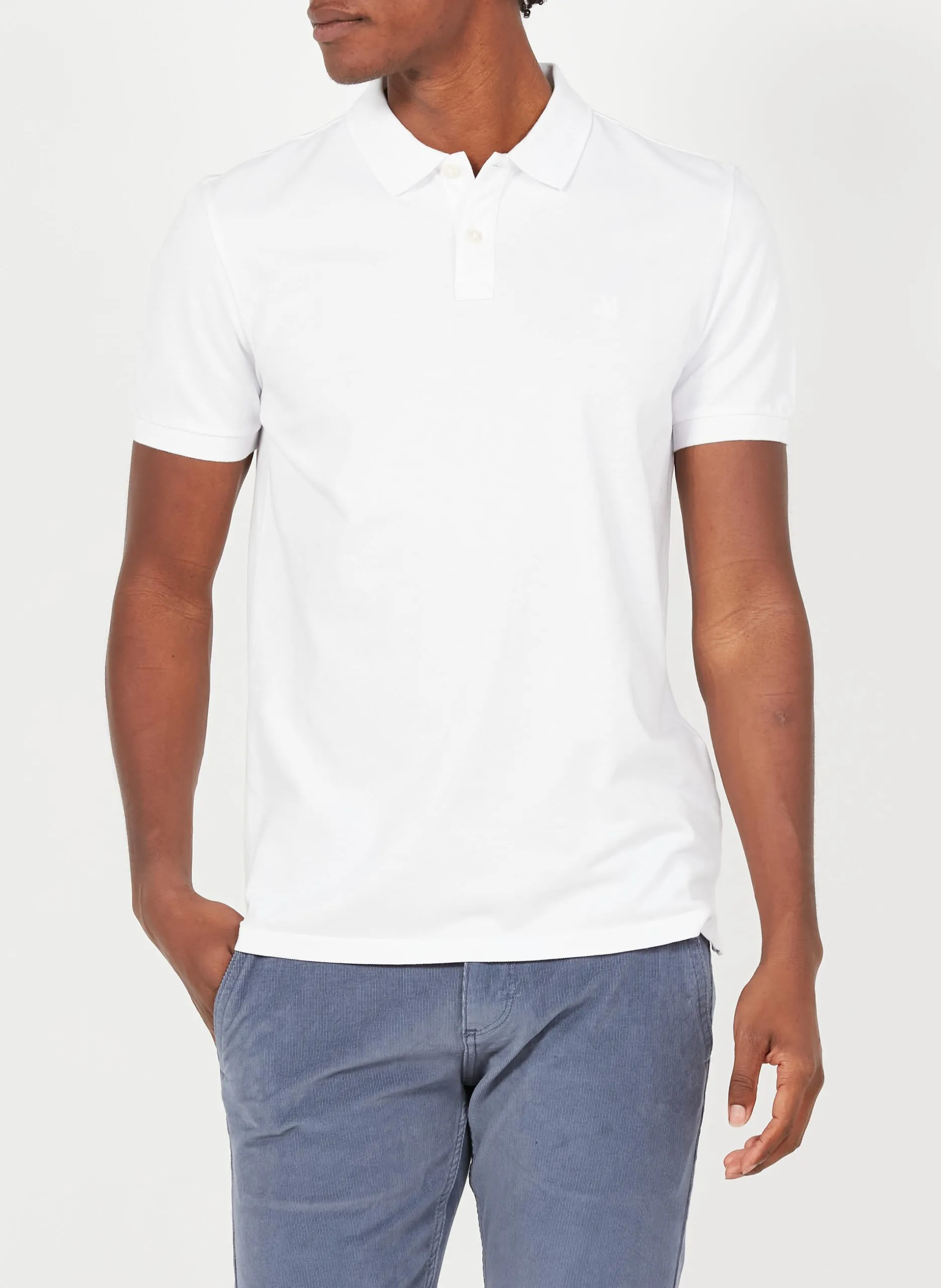 Polo regular-fit brodé en coton piqué Blanc