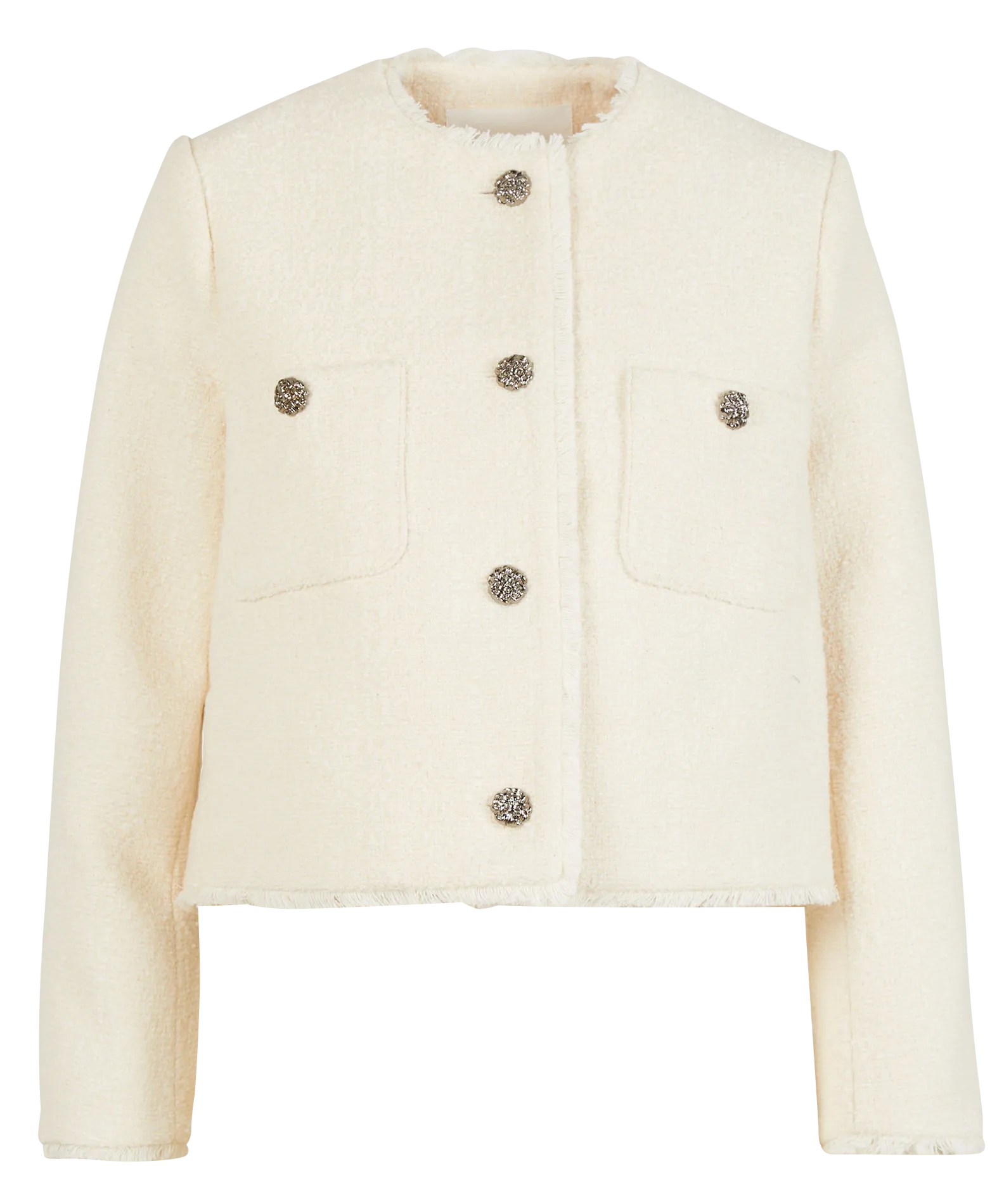 Veste courte en coton et laine mélangés Beige MERA