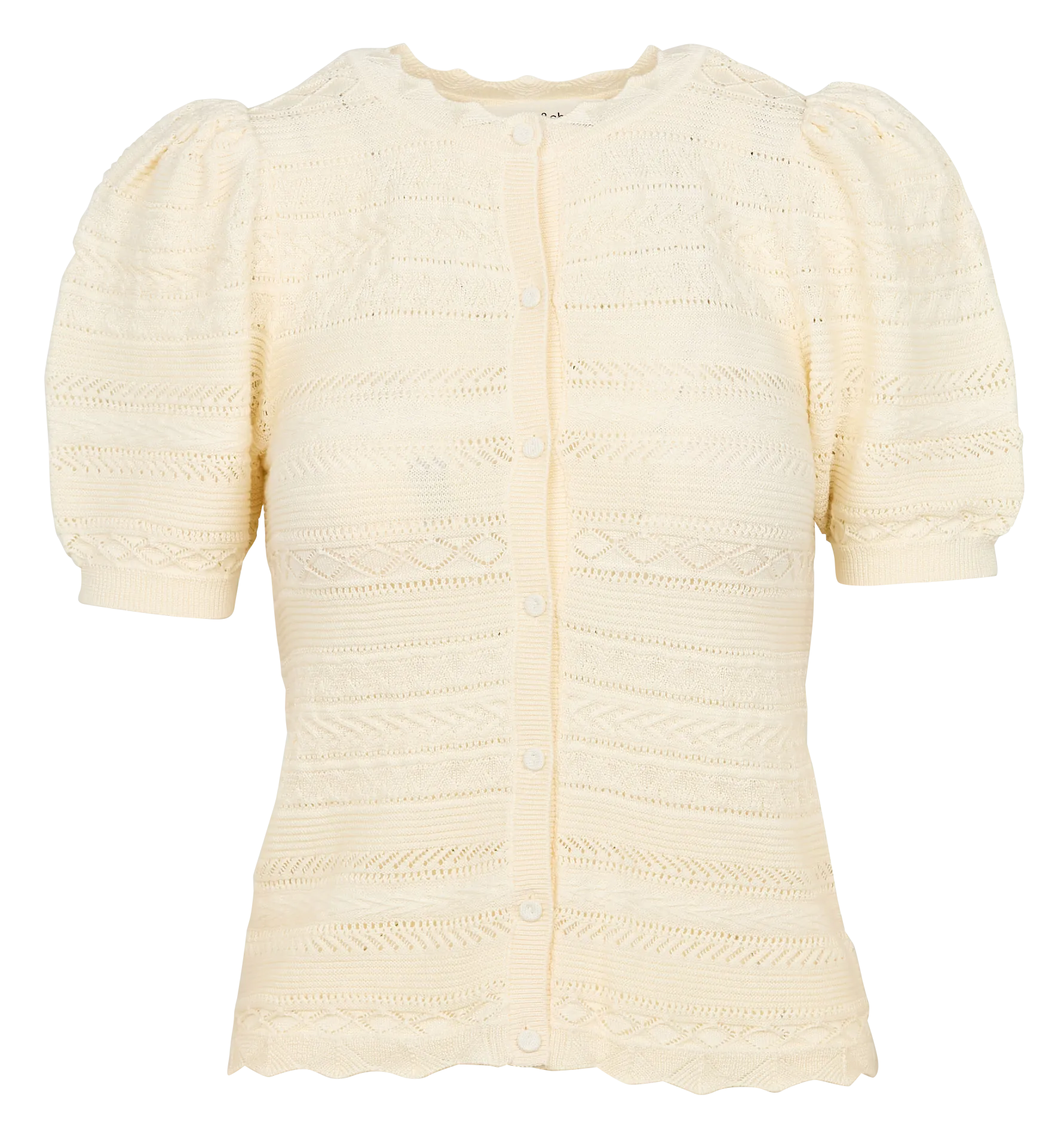 Gilet manches courtes ajouré en coton mélangé Beige VINAT