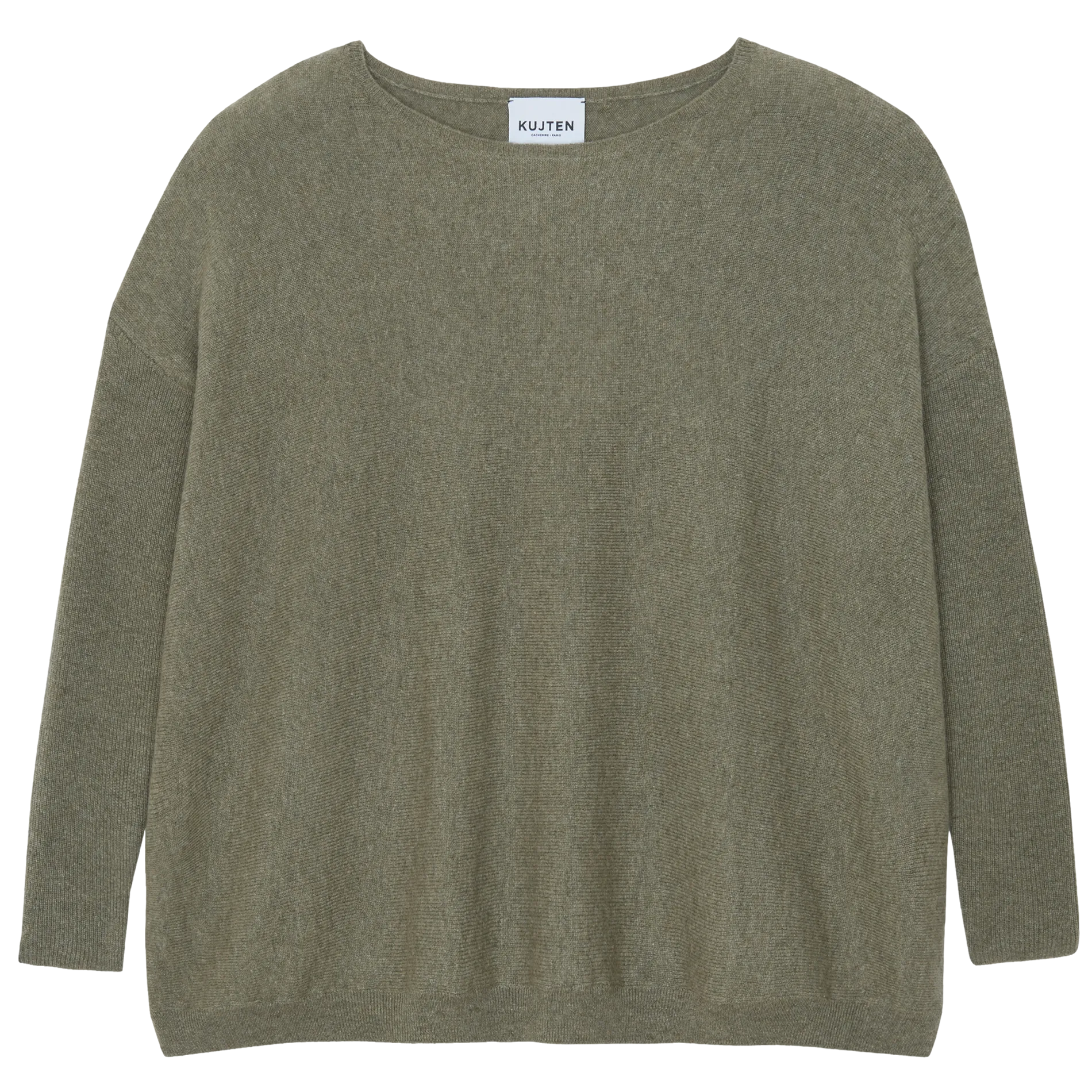 Pull ample col bateau en cachemire Kaki JESSY