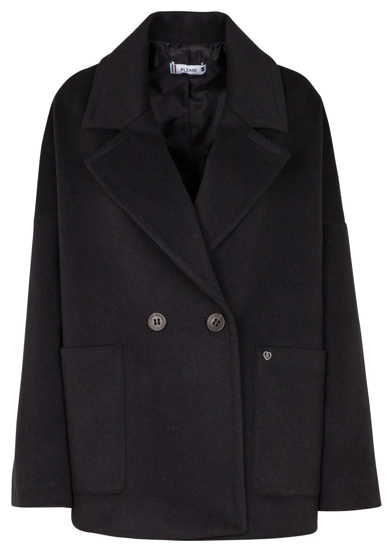 Caban ample col tailleur Noir
