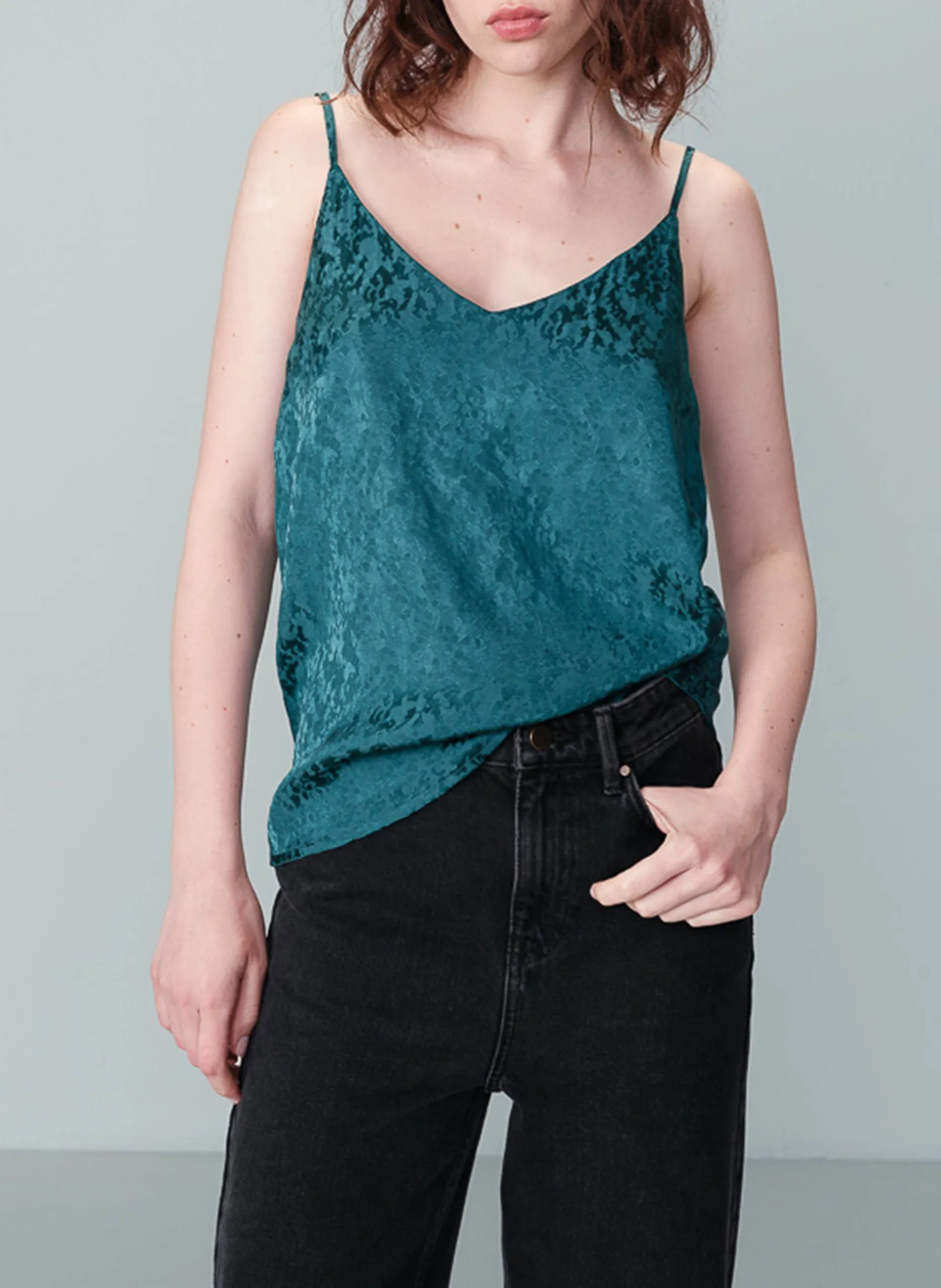 Débardeur droit en jacquard Vert NISRINE