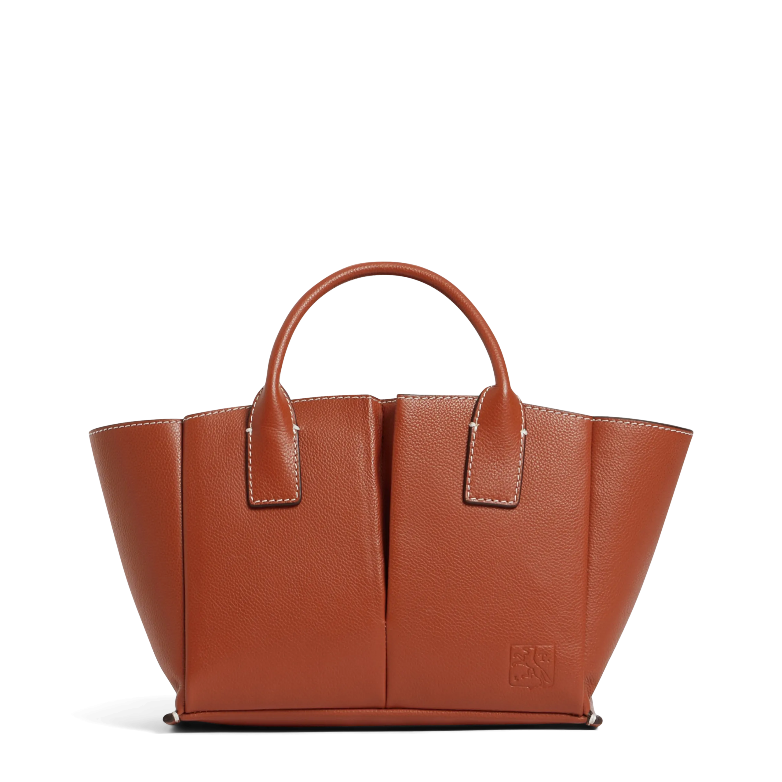 Petit sac cabas en cuir de vachette Marron ELENA