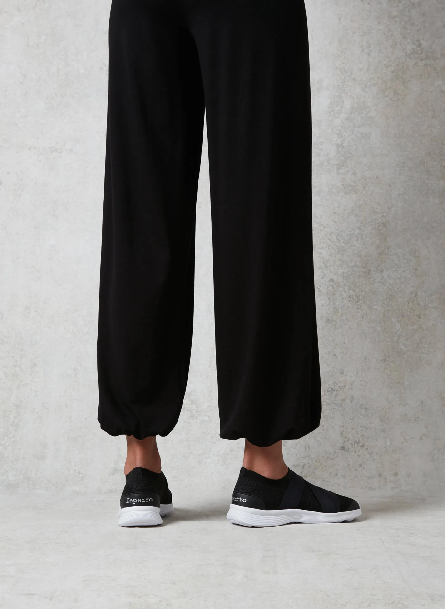 Pantalon large taille haute Noir