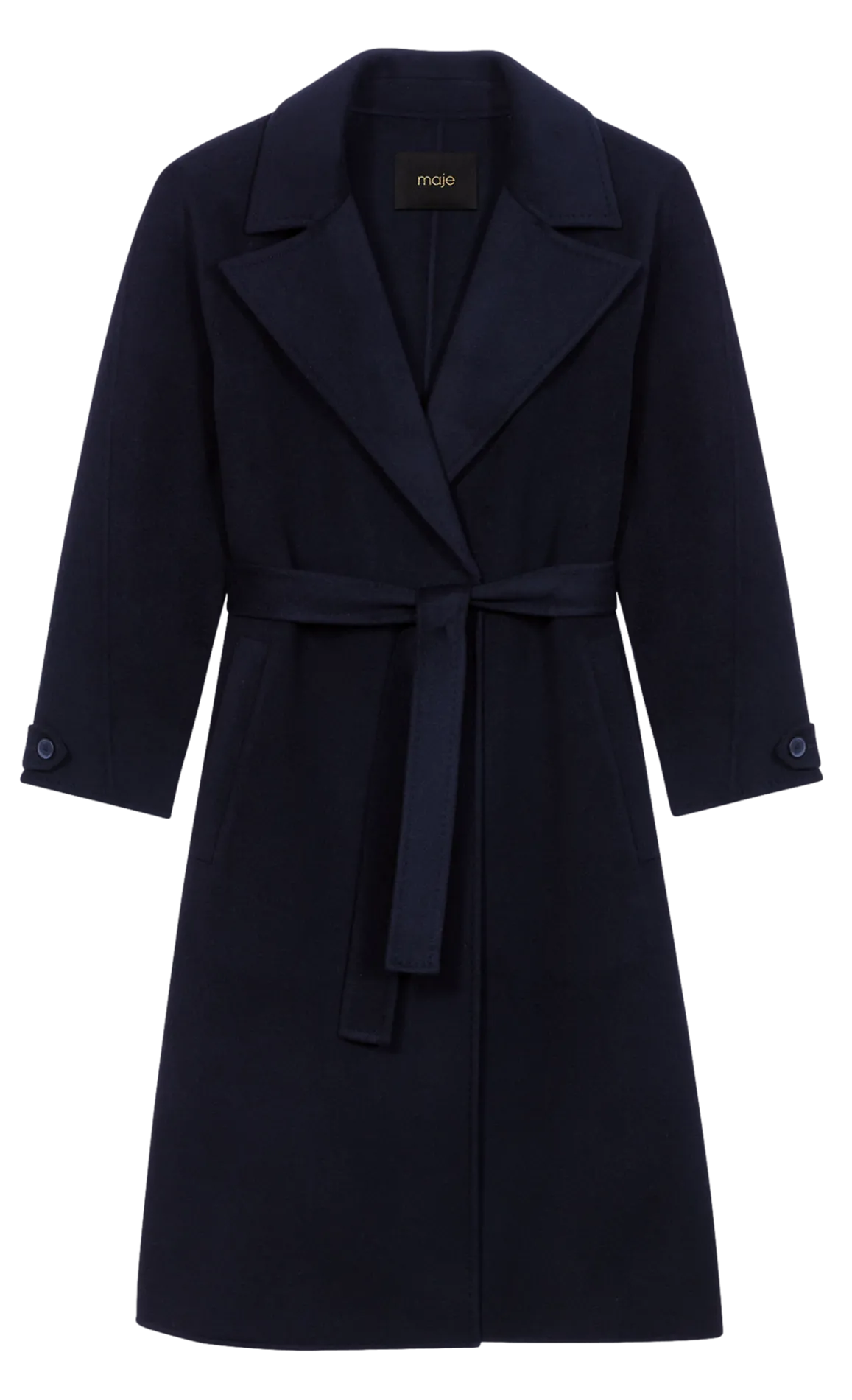 Manteau mi-long double face en laine mélangée Noir