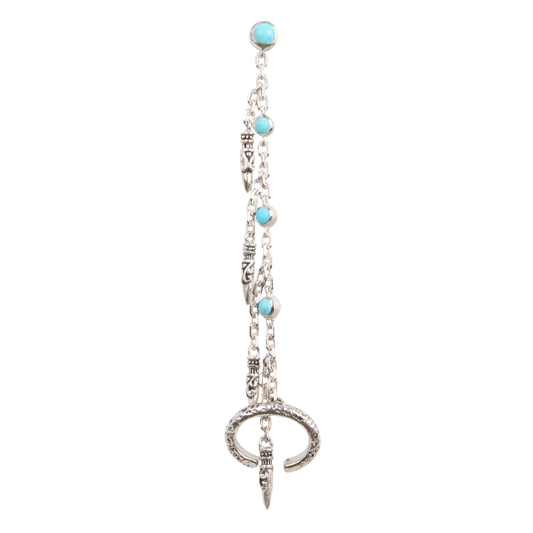 Boucle d'oreille percée fantaisie Bleu OUANDI