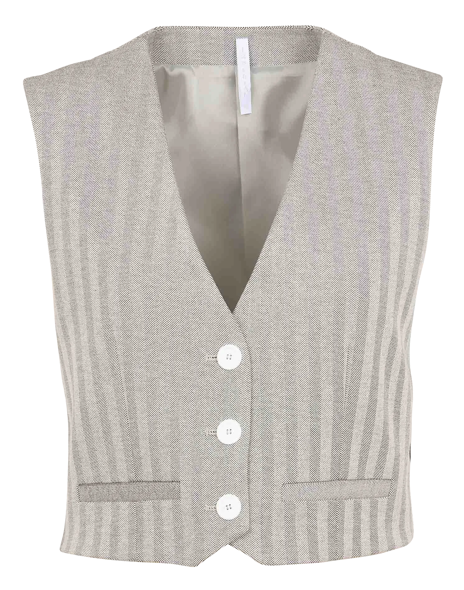 Gilet sans manches col V droit Blanc