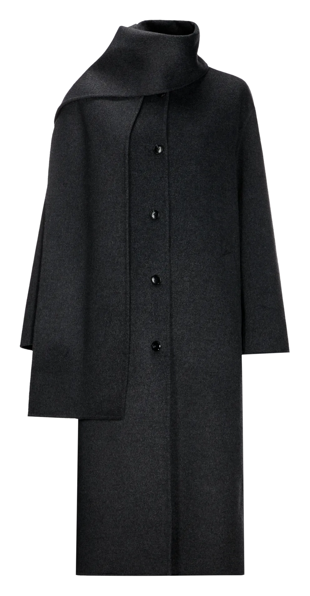 Manteau long avec écharpe en laine mélangée Gris UACHO