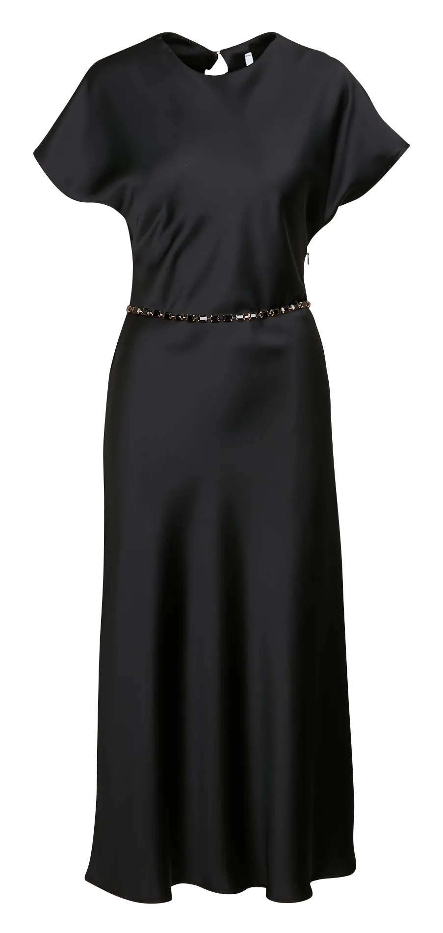 Robe longue cintrée à col rond Noir