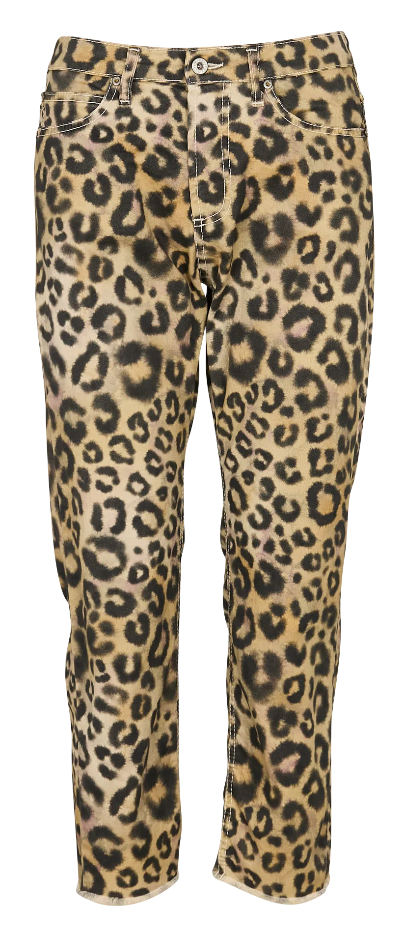 Pantalon girlfriend en coton mélangé Beige