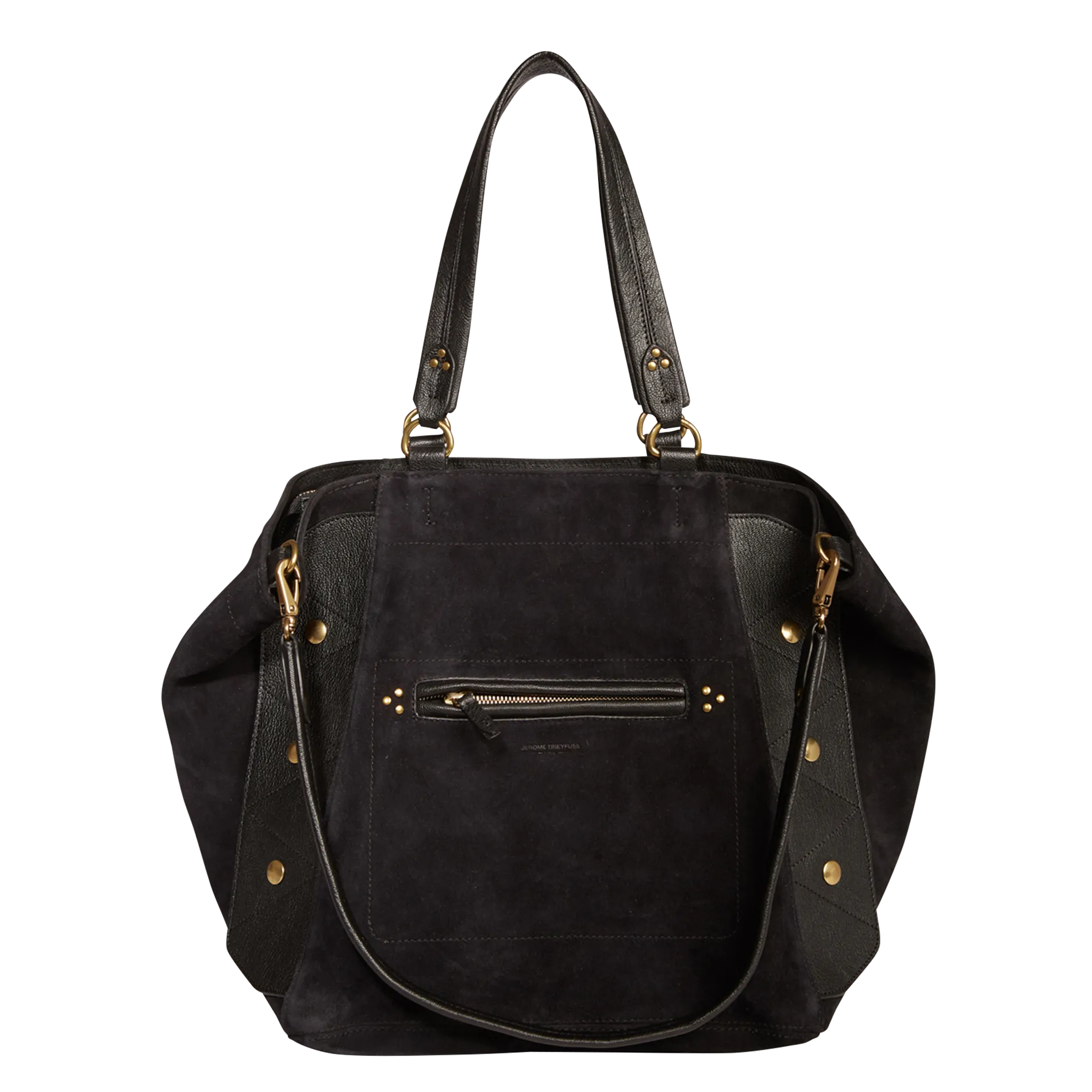 Sac cabas porté épaule cuir effet velours Noir ROGER