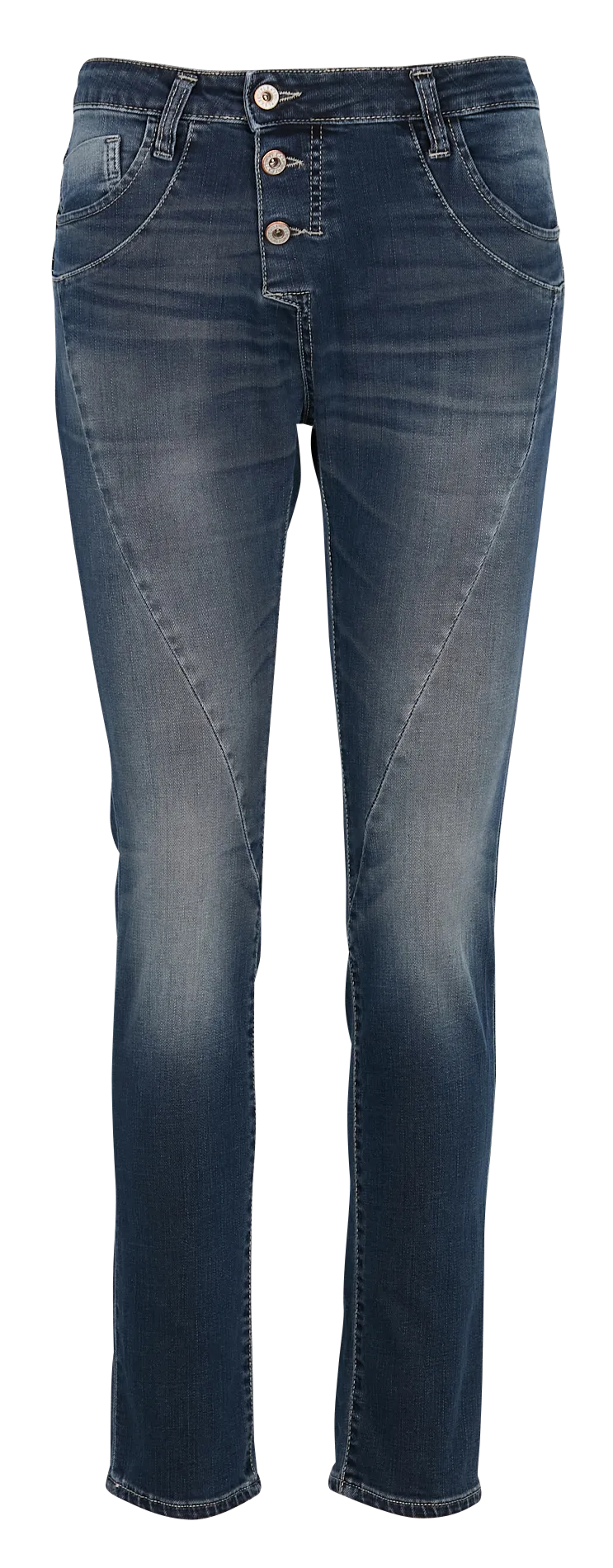 Jean mom en coton mélangé Bleu