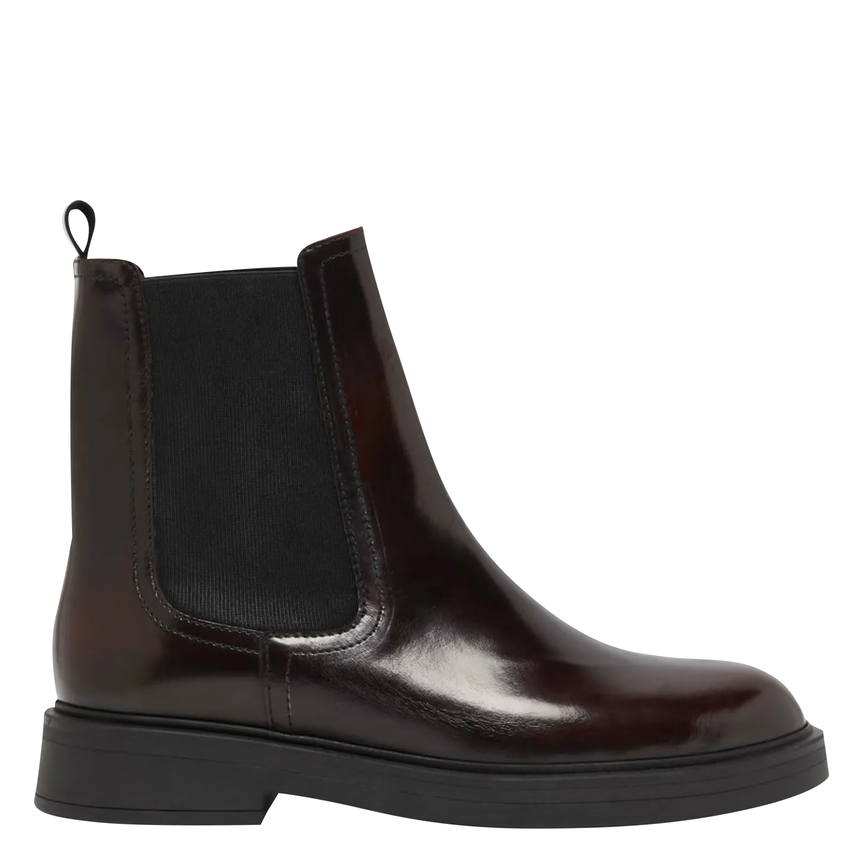 Boots à bouts ronds en cuir glacé Rouge AGEN