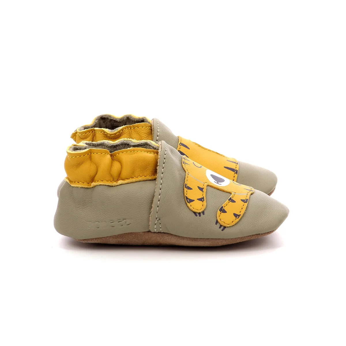 Chaussons cuir Kaki TIGER NAP