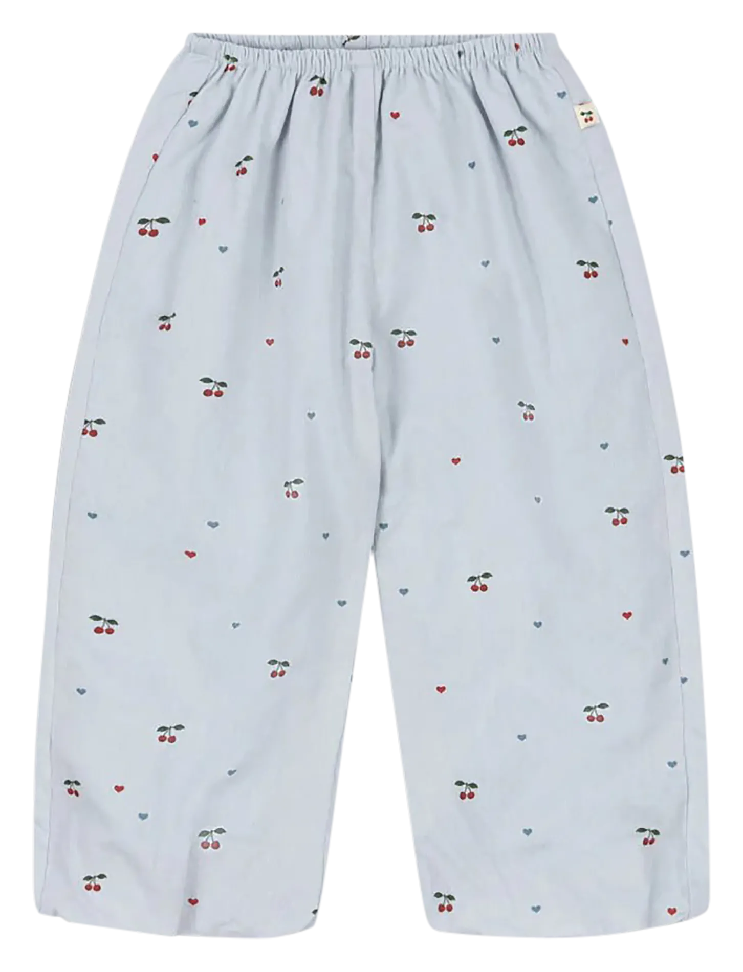 Pantalon large brodé en coton bio Bleu EVIA