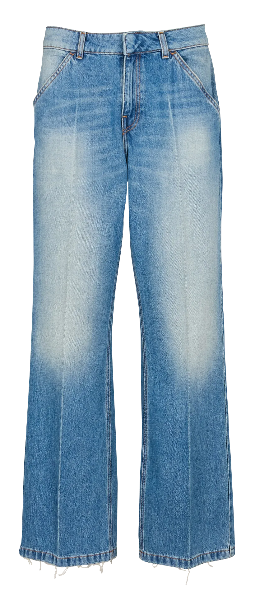 Jean large délavé en coton Bleu VECCHI