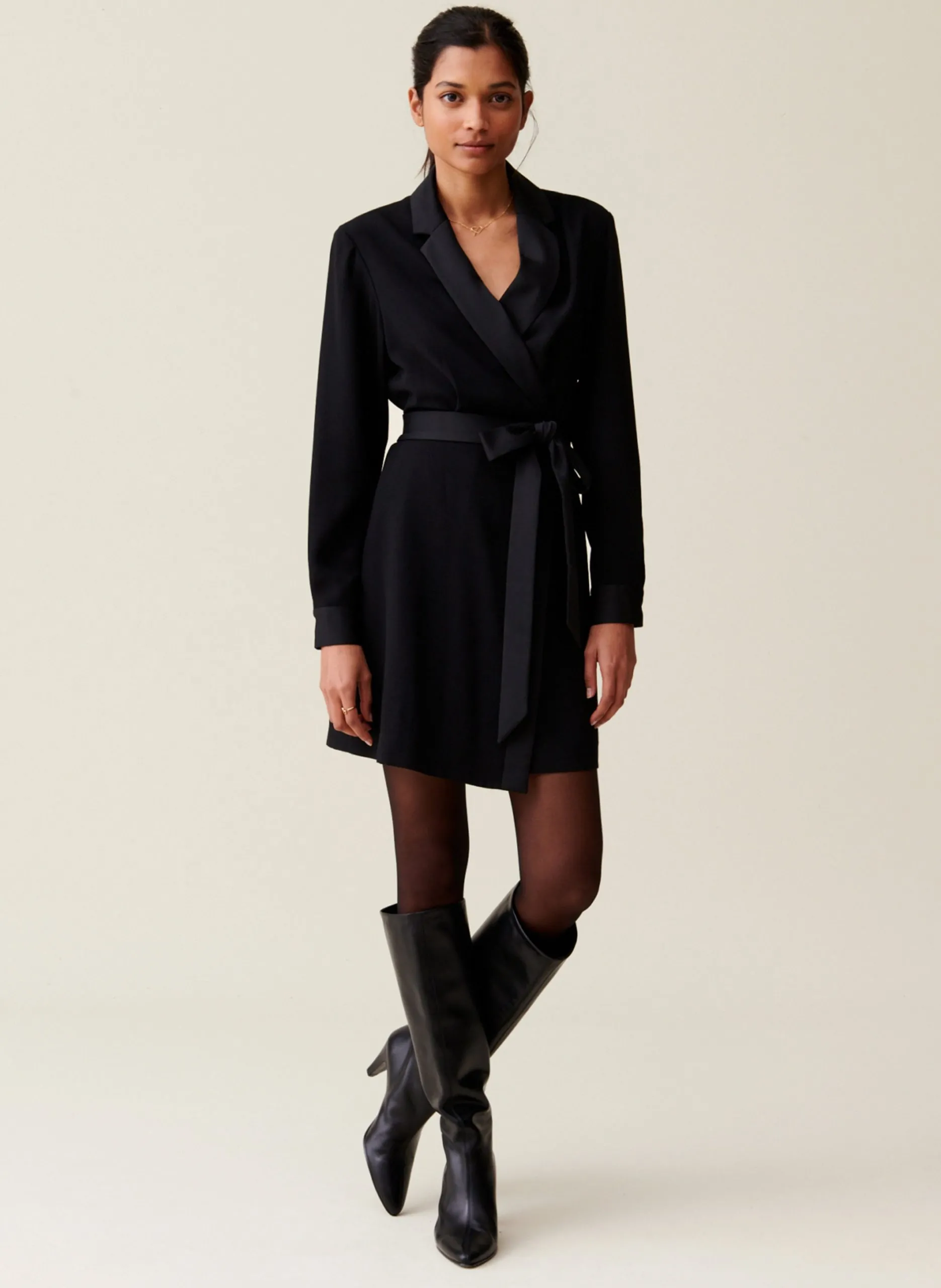Manteau droit col tailleur Noir