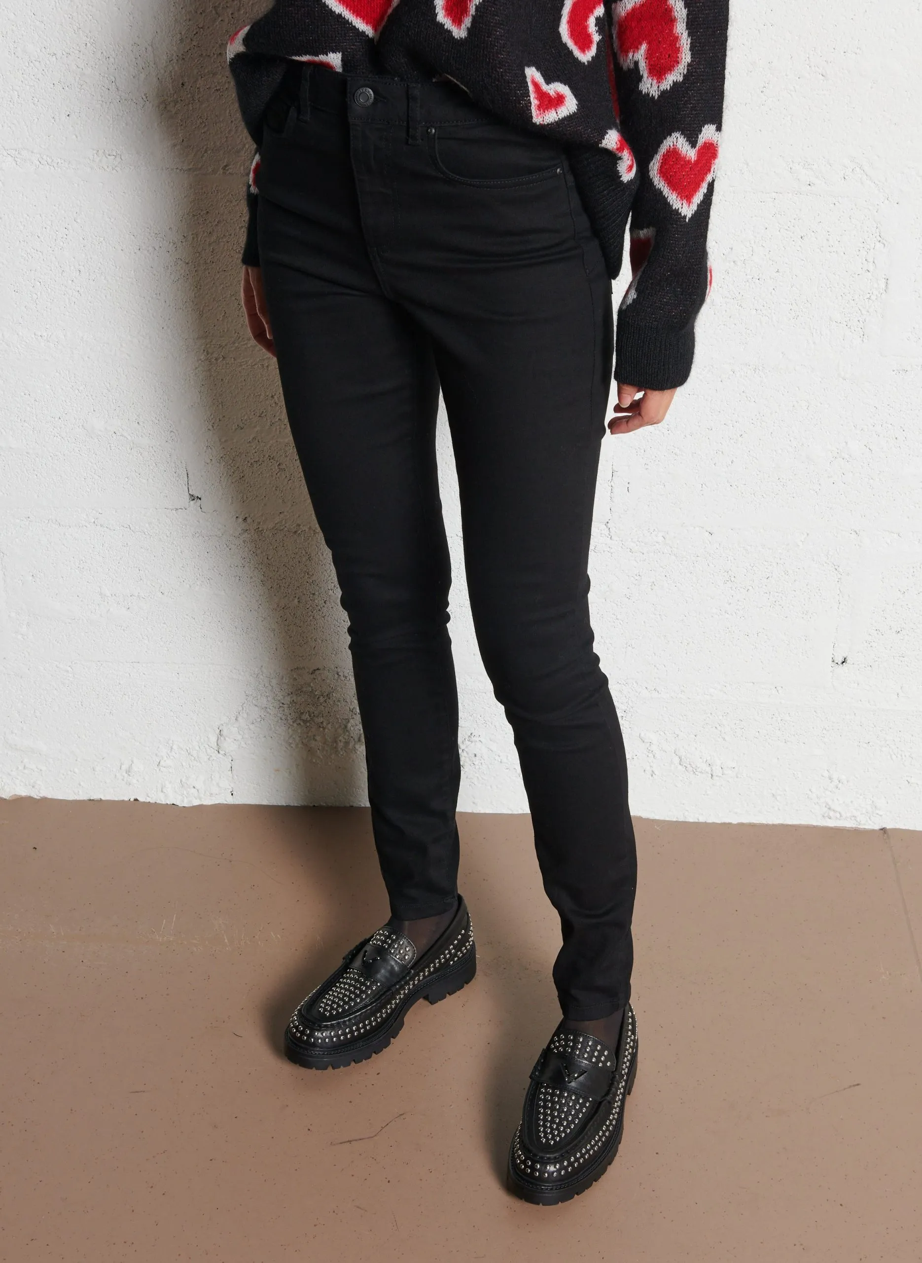 Jean slim en coton mélangé Noir NINA