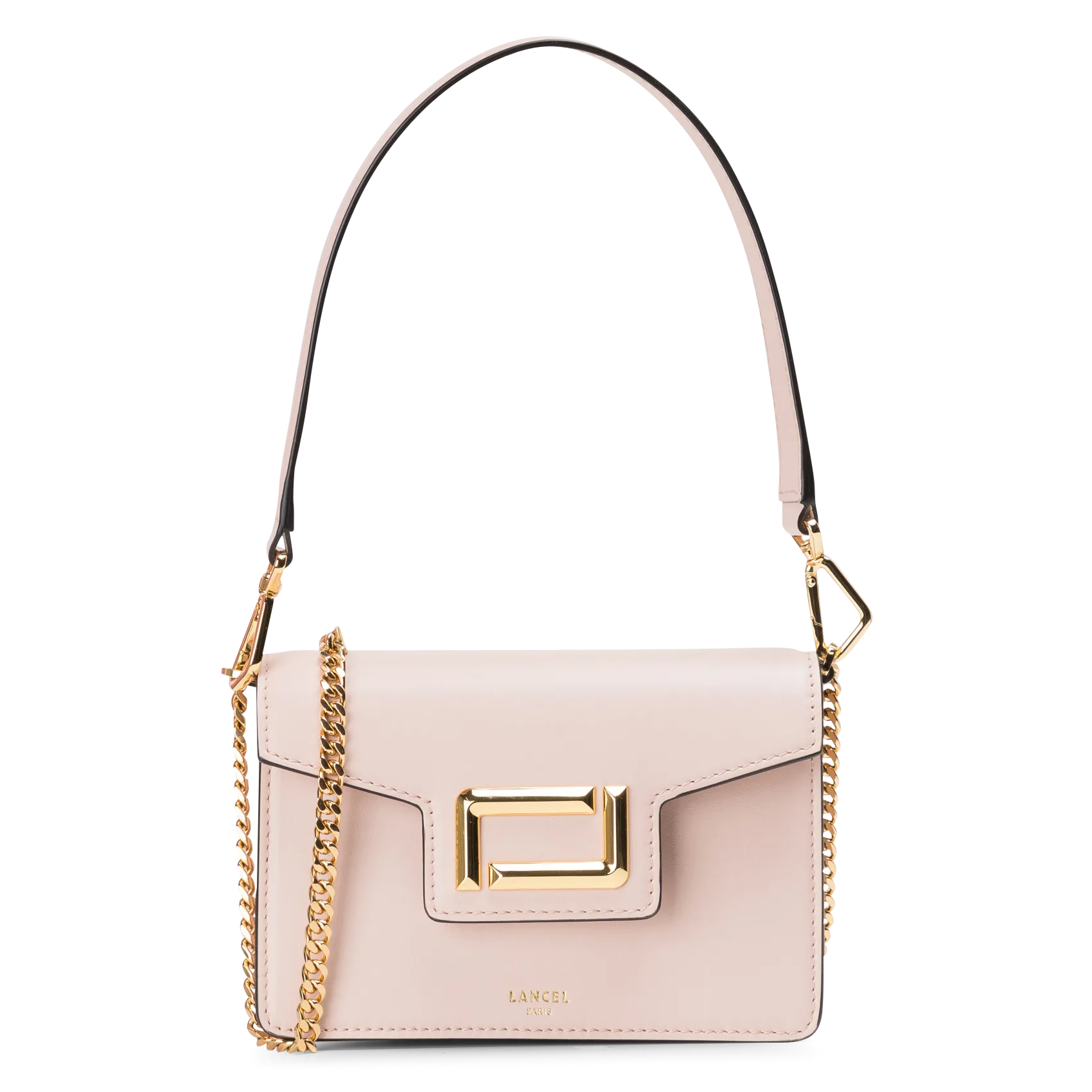 Mini sac bandoulière à rabat en cuir Rose ANGELE MINI