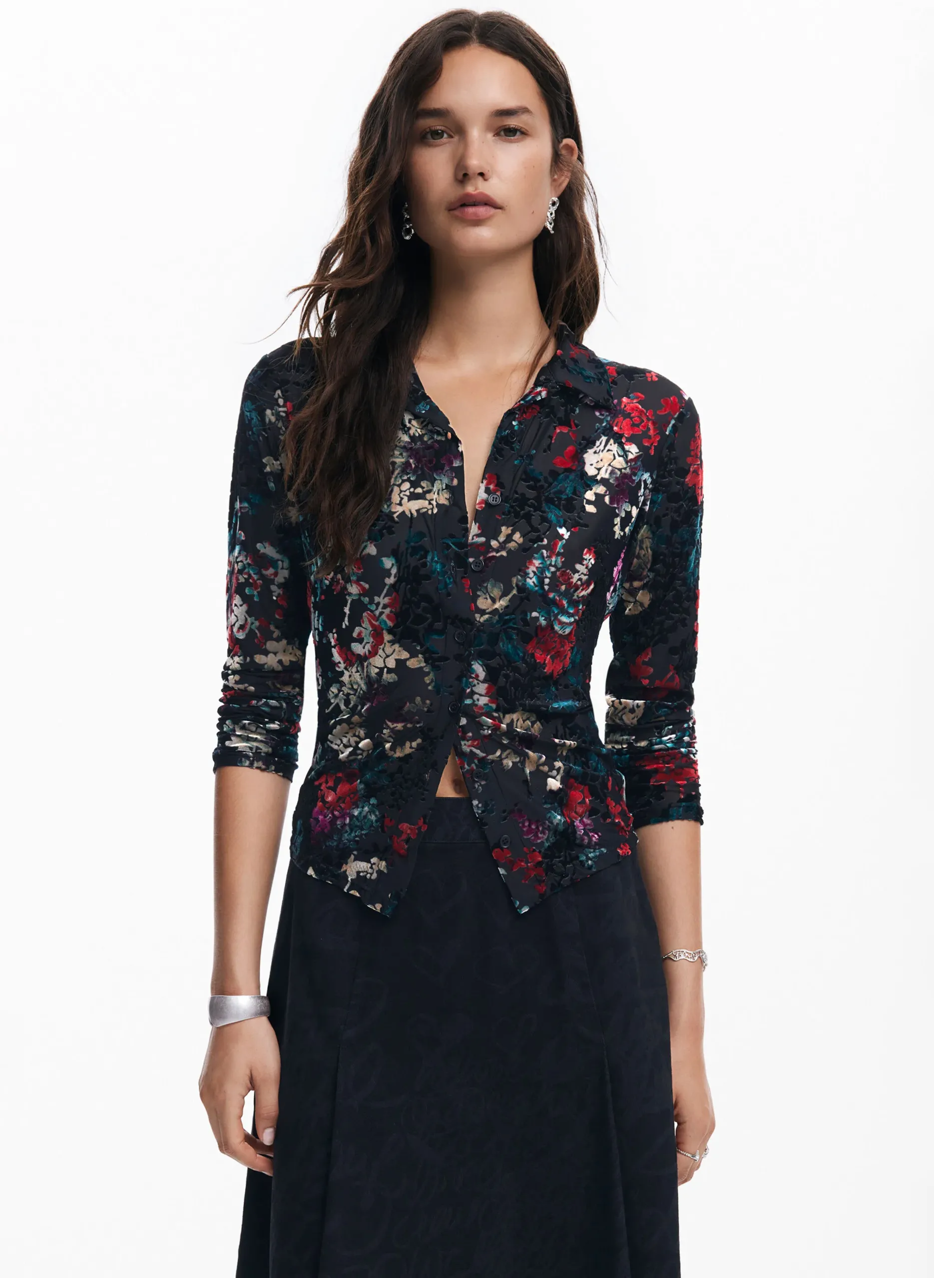 Chemise fluide à imprimé Noir