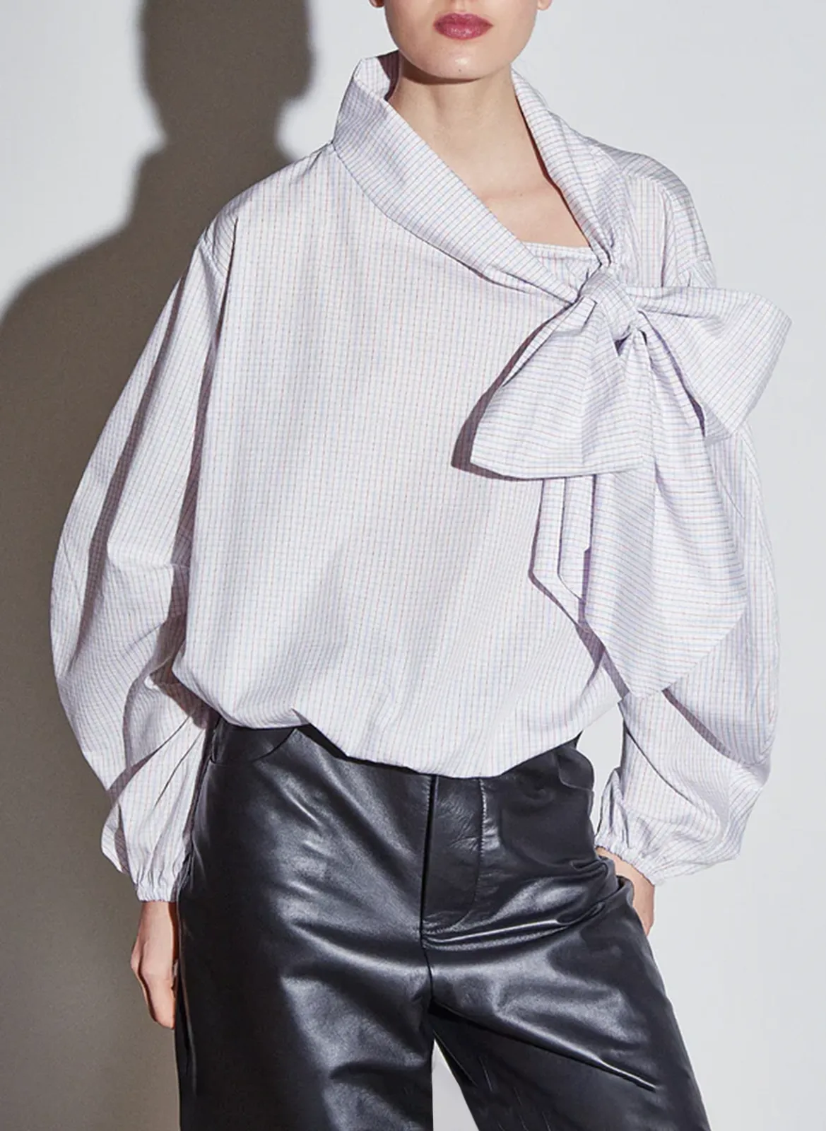 Blouse col lavallière en coton Multicolore SADIE