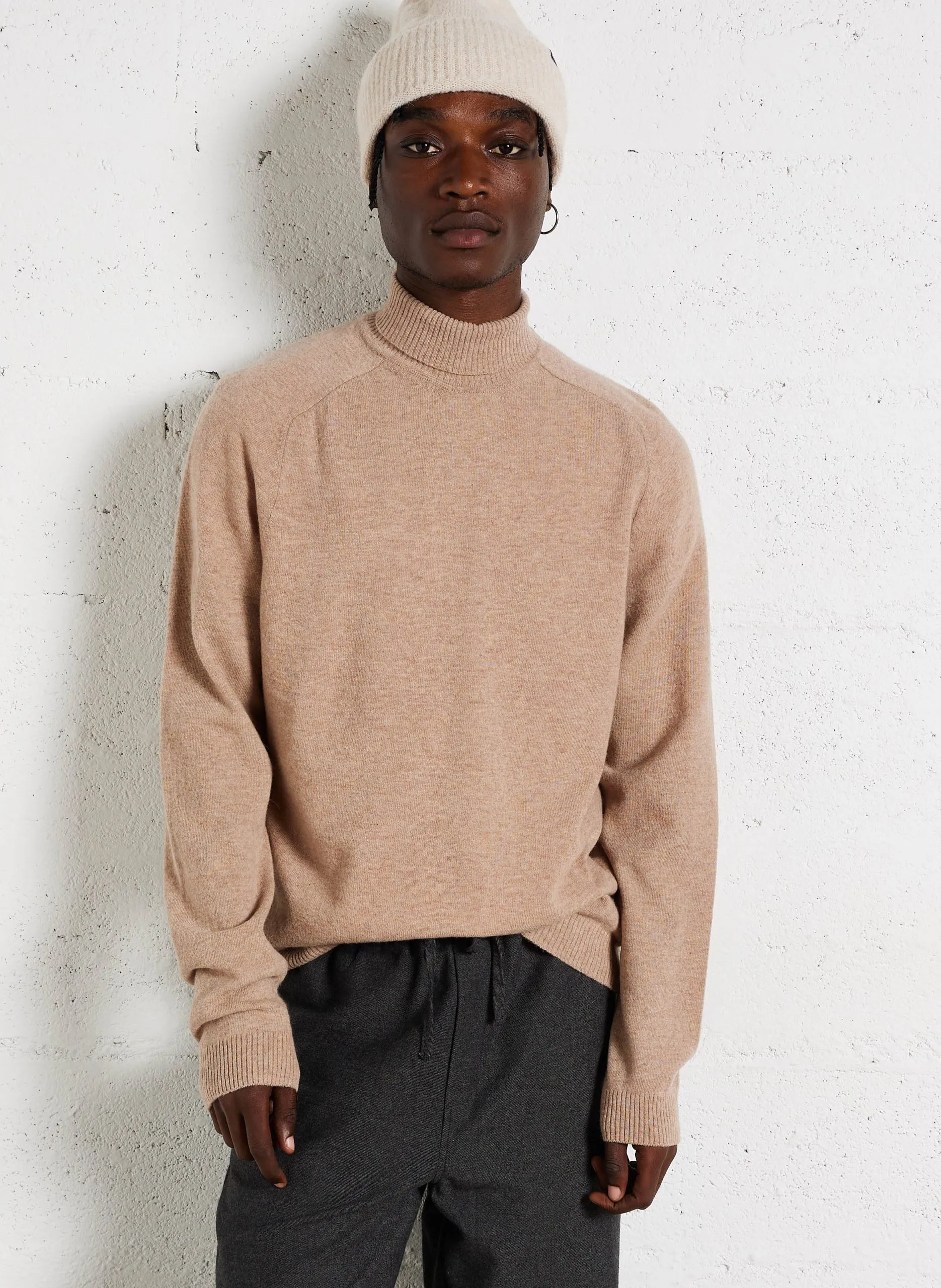 Col roulé regular-fit en laine Marron