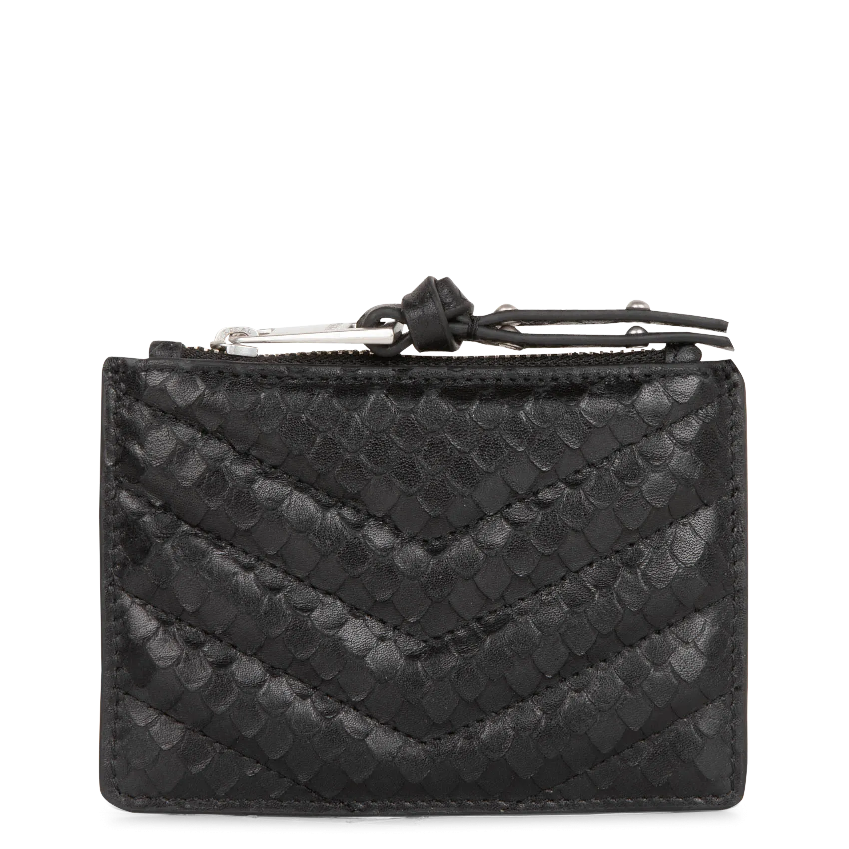 Porte-cartes matelassé en cuir Noir