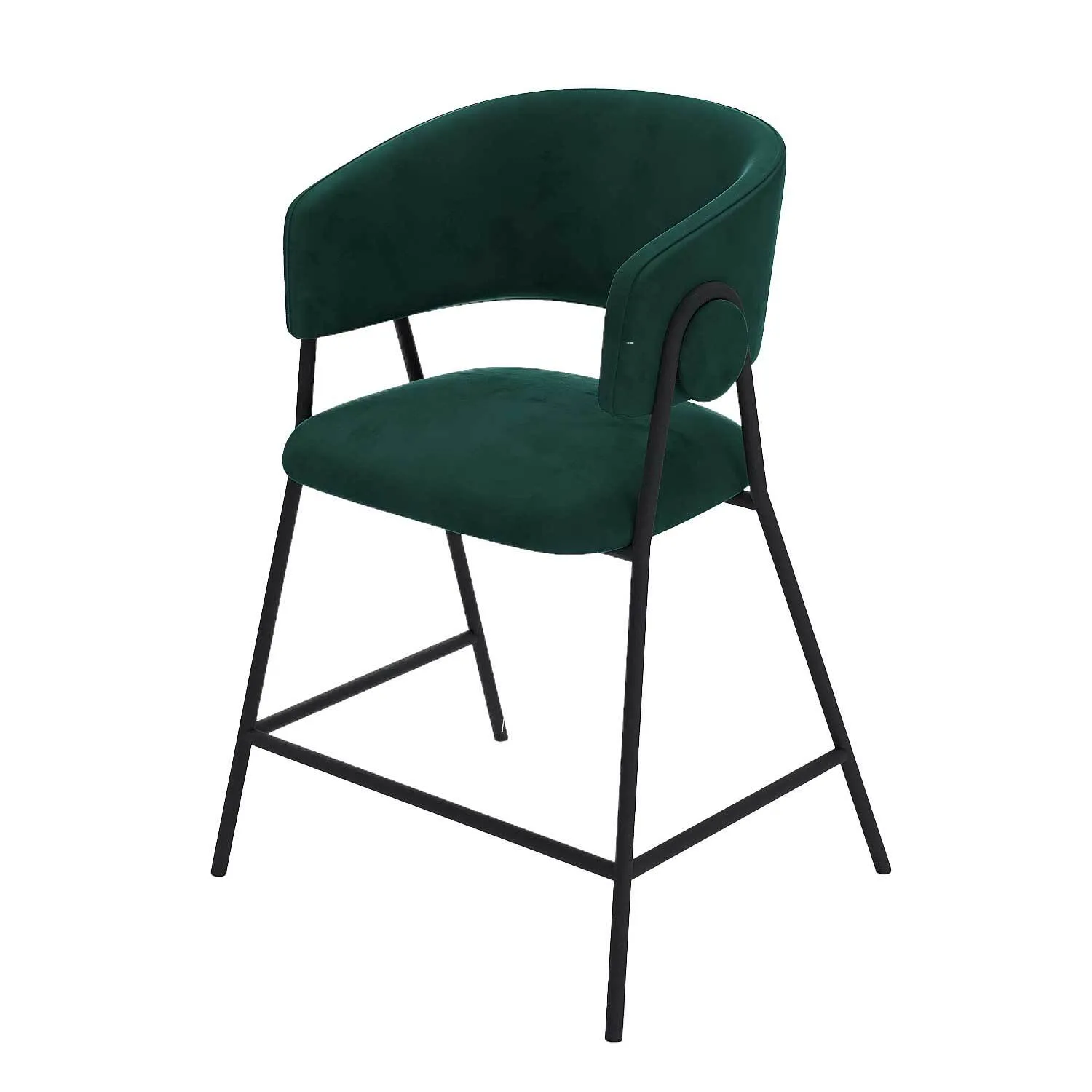 Lot de 2 tabourets de bar avec dossier, velours Vert BONNIE
