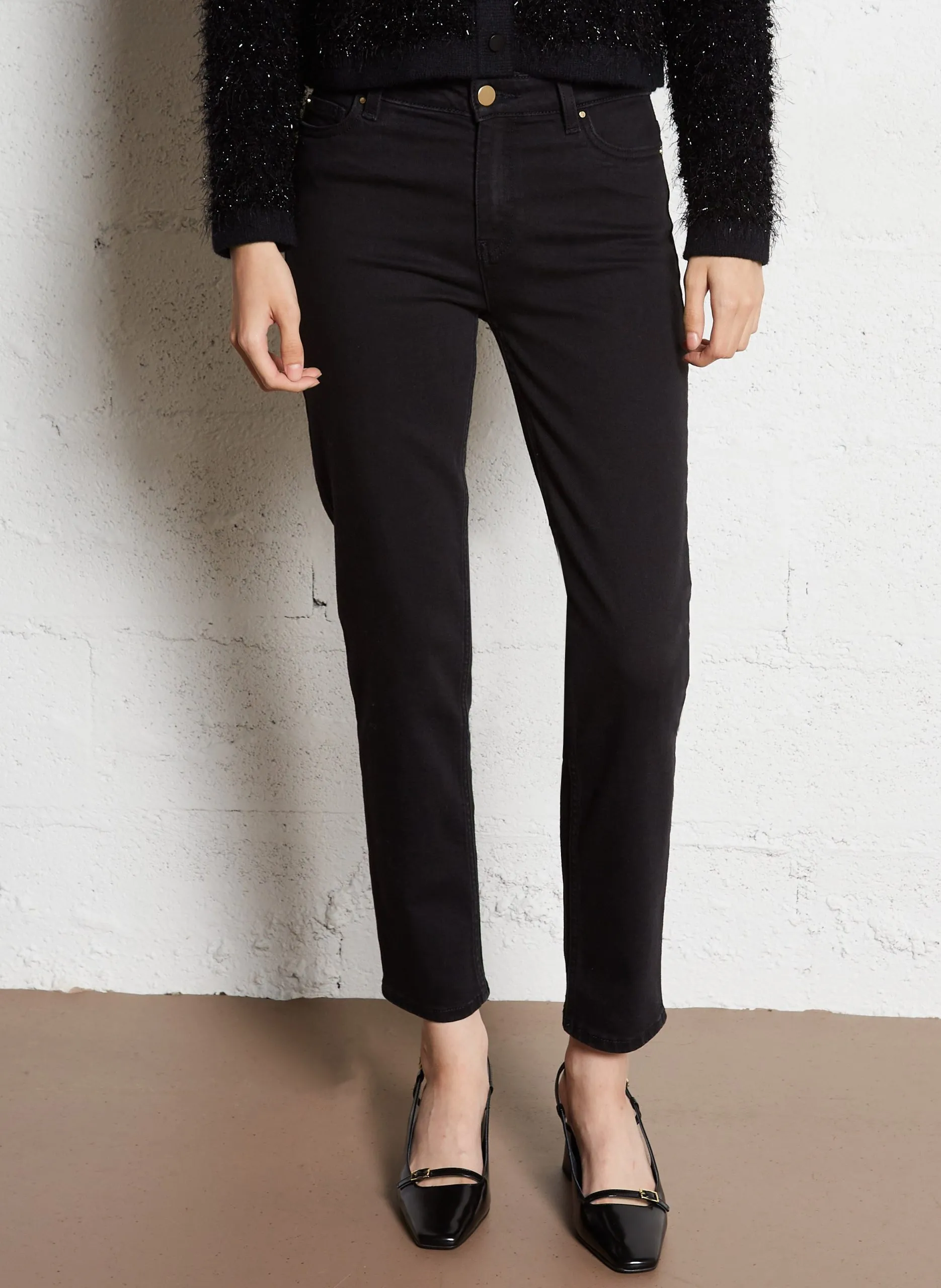 Jean slim en coton mélangé Noir LOU