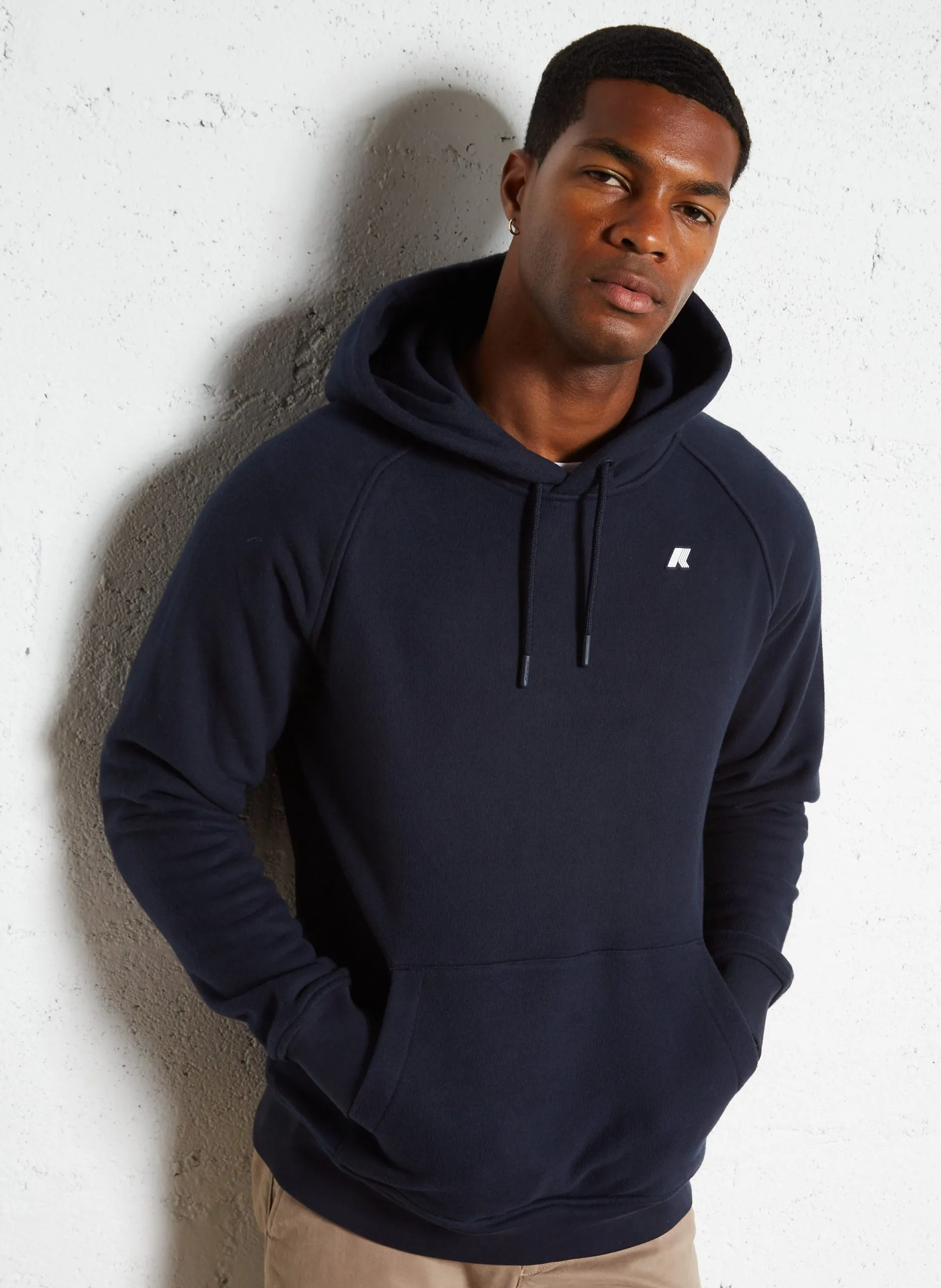 Sweat à capuche en coton mélangé Bleu ALBAN HEAVY FLEECE