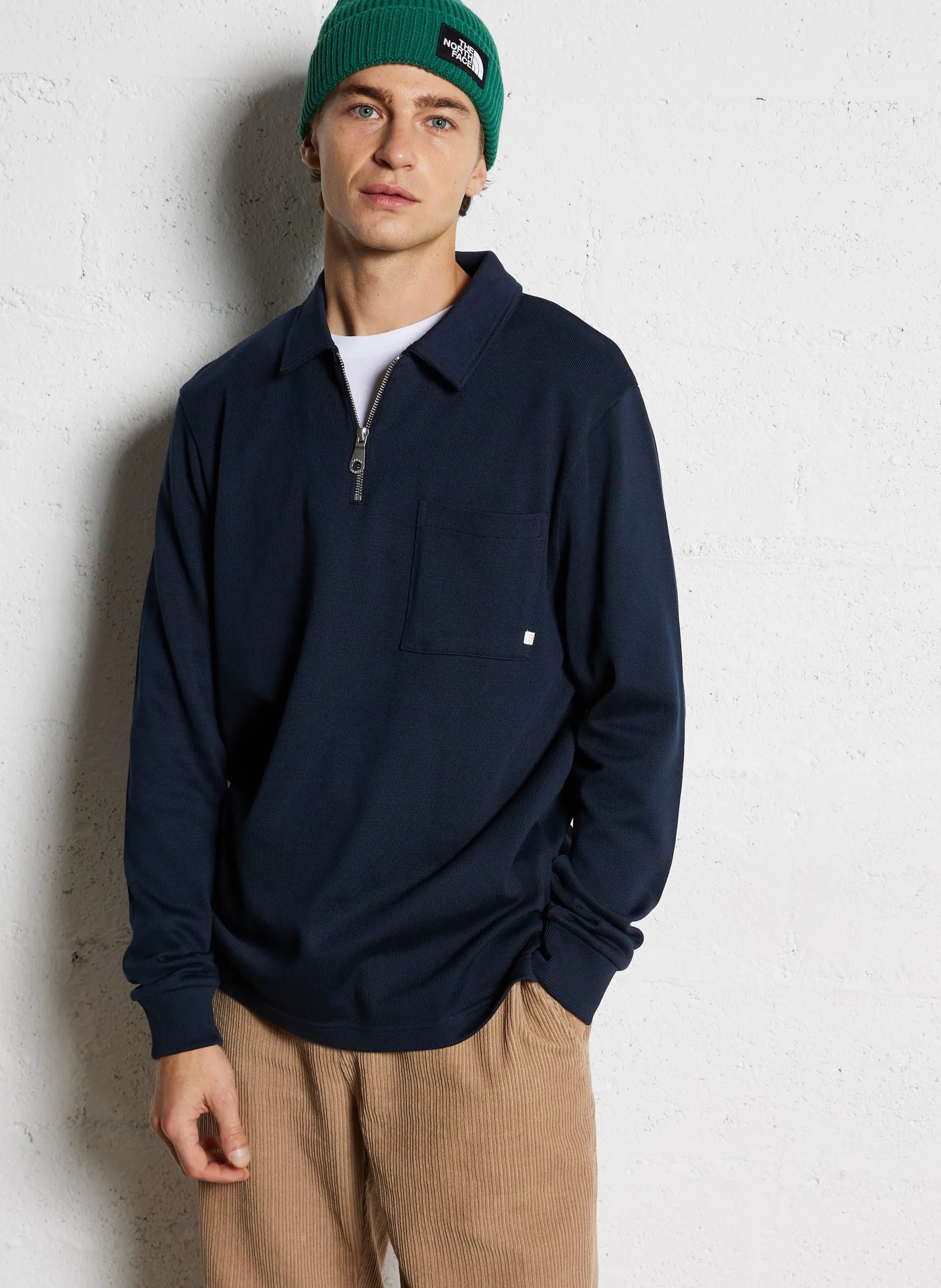 Pull droit en coton bio Bleu CRESTON