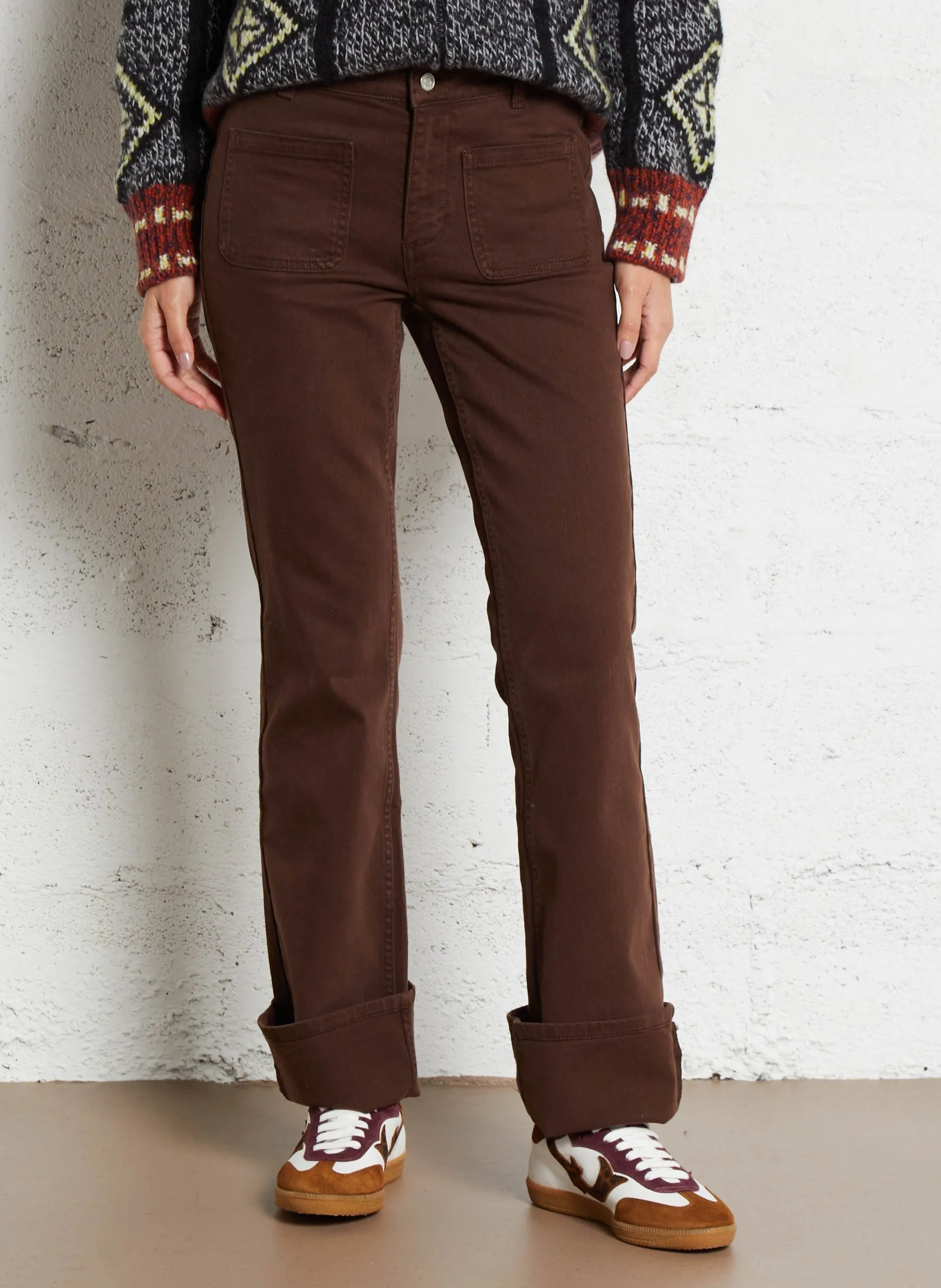 Jean droit en coton mélangé Marron ROSS