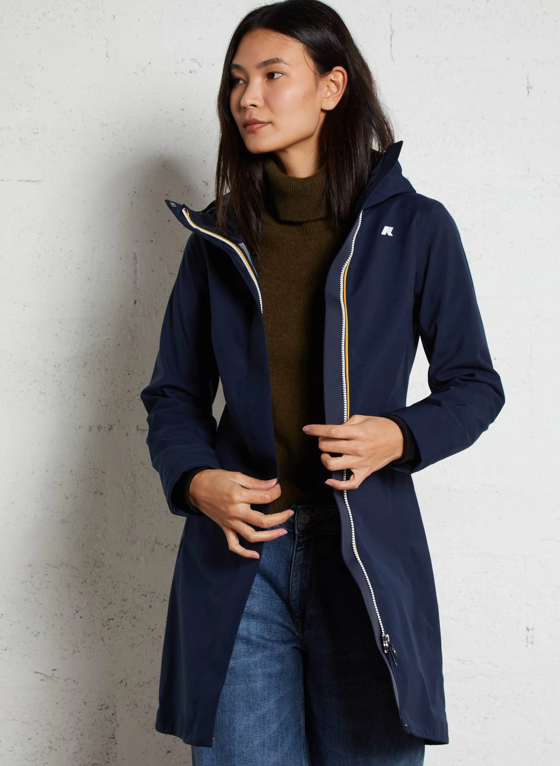 Imperméable col montant droit Bleu STEPHY BONDED