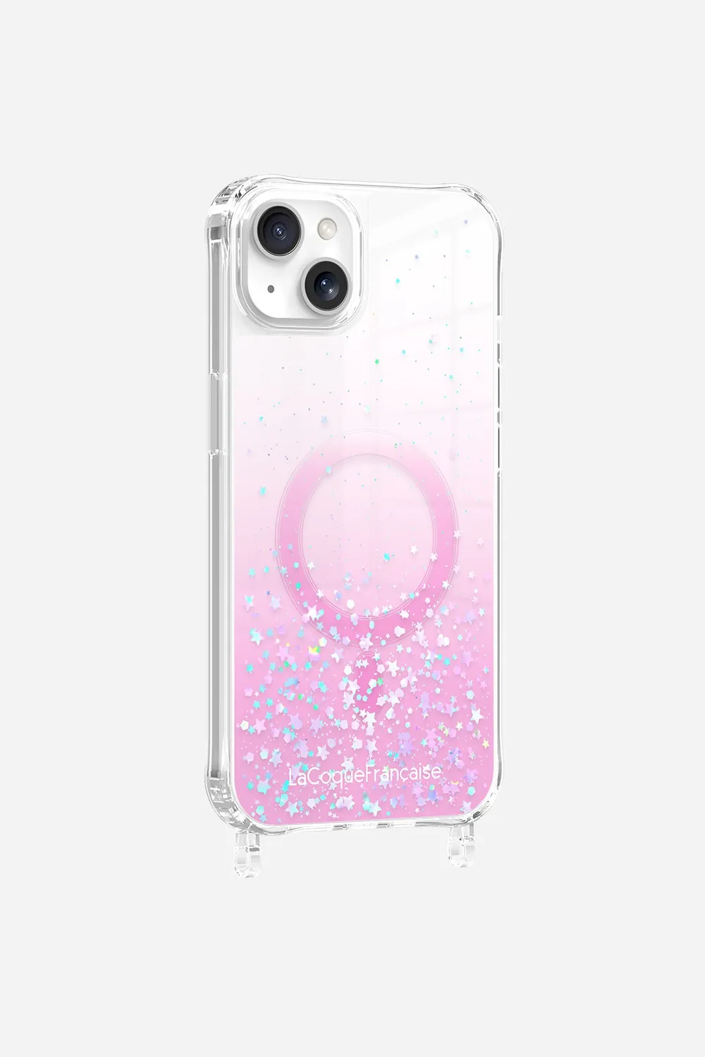 Coque de téléphone magsafe paillettes avec anneaux pour iphone 14 plus Rose