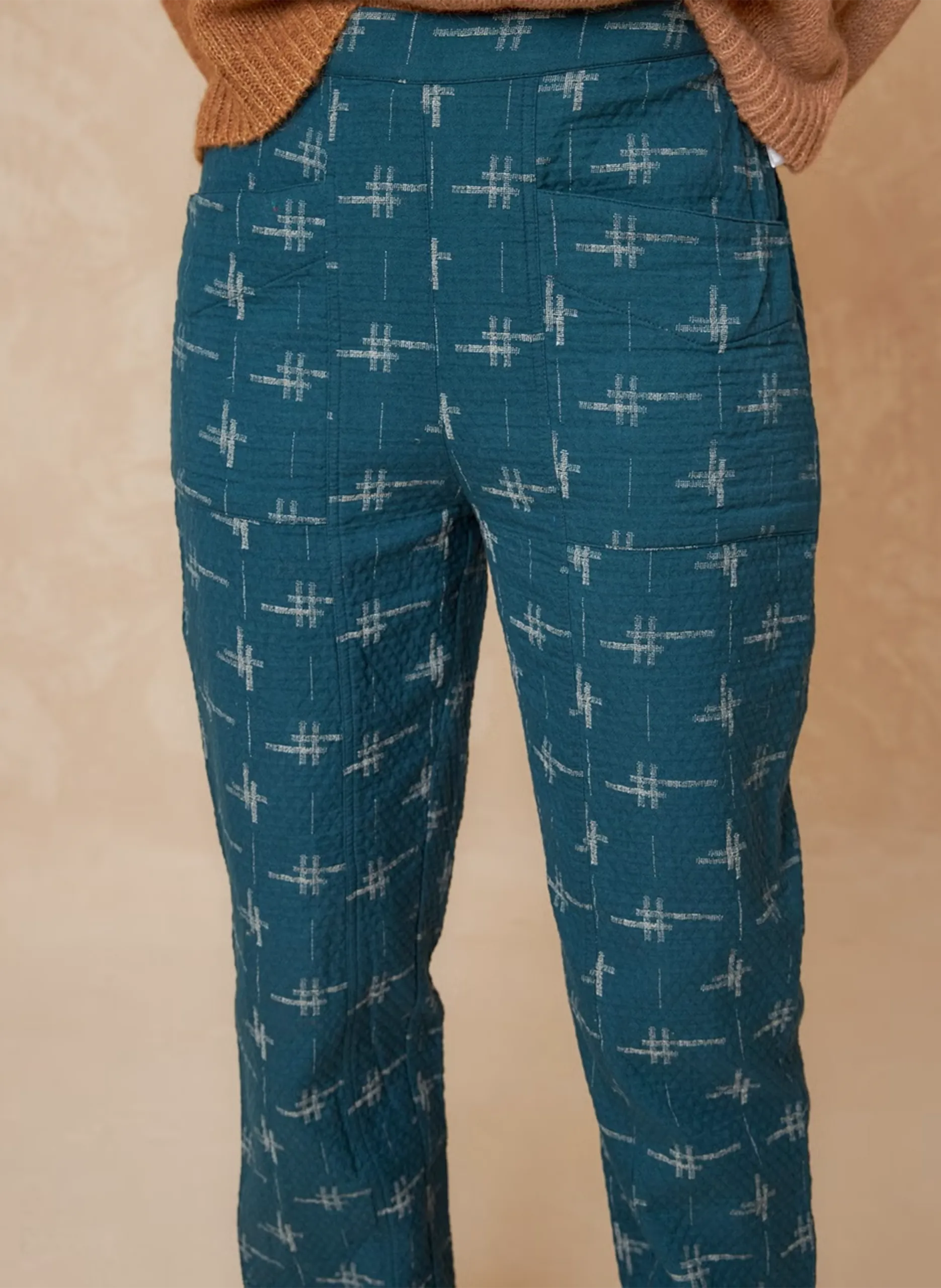 Pantalon droit en coton bio Bleu